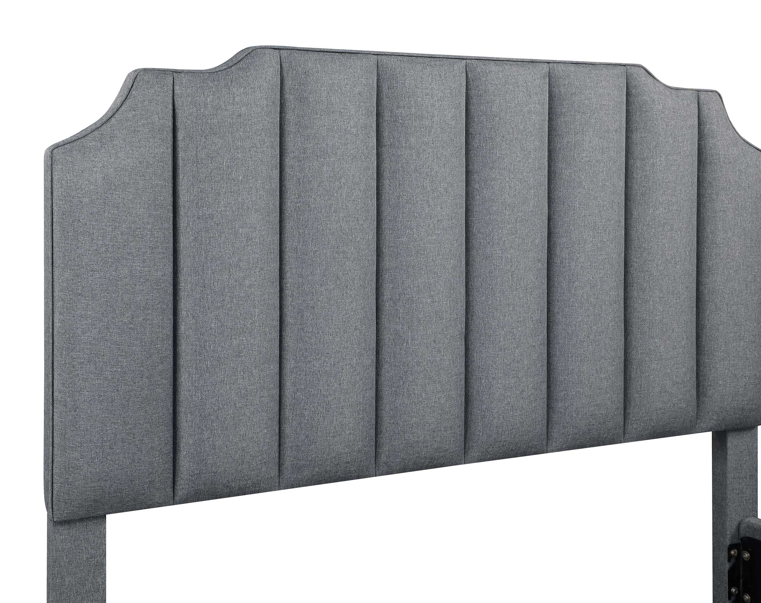 Fiona Upholstered  Panel Bed Light Grey