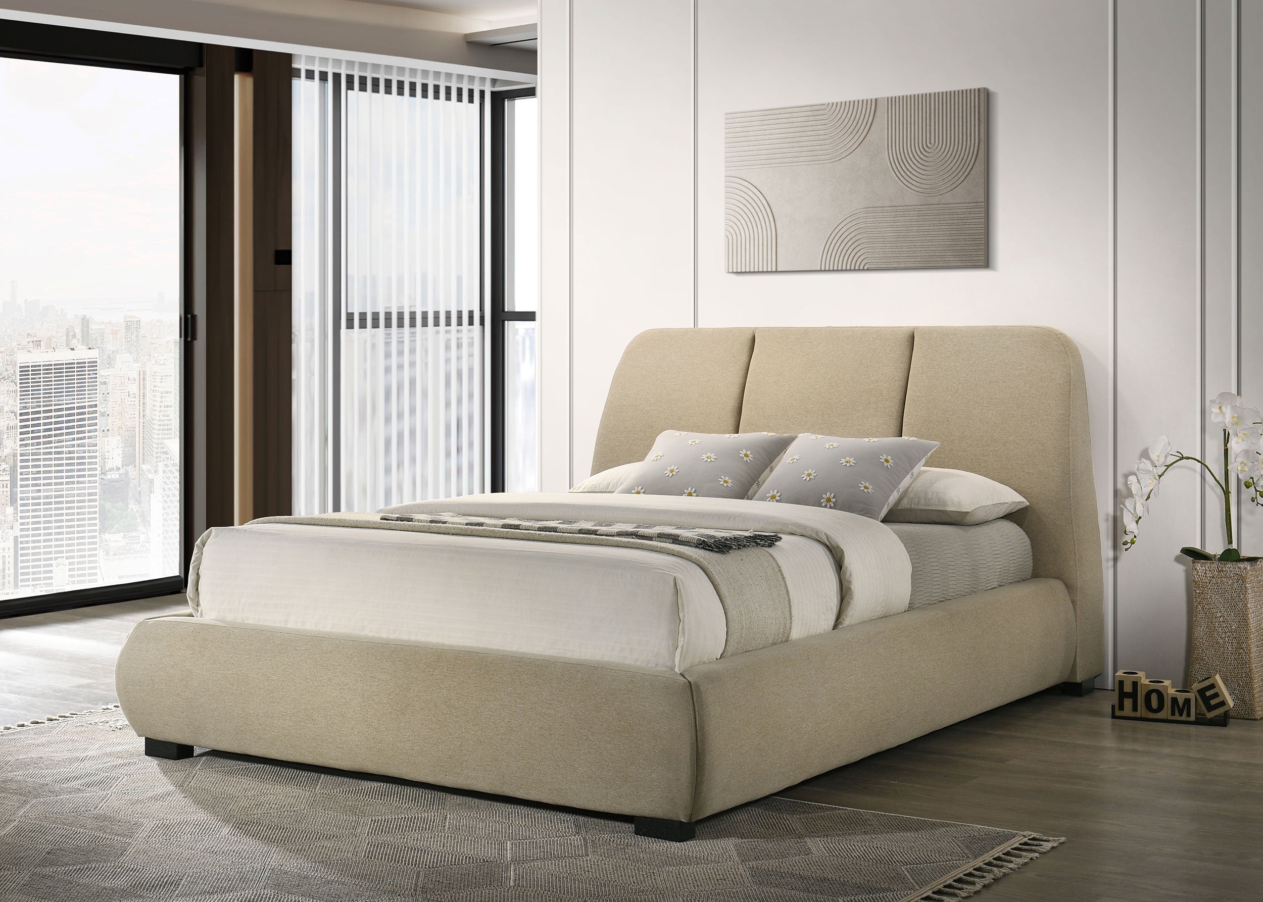 Mokena 46-inch Upholstered  Platform Bed