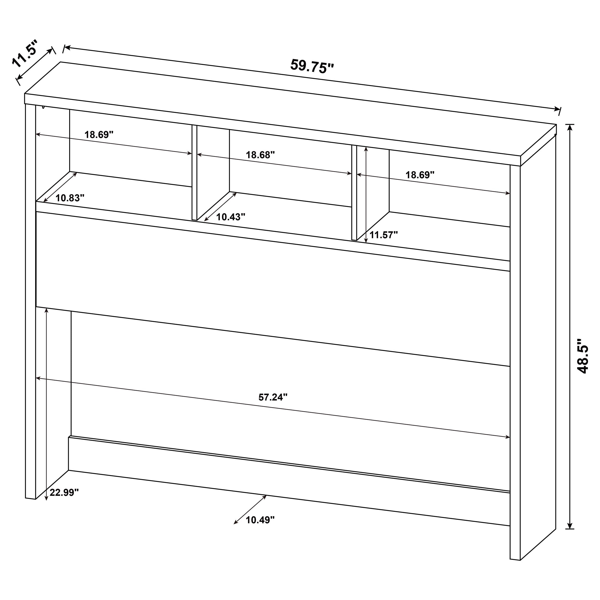 Westpark 49-inch  Bookcase Headboard Black