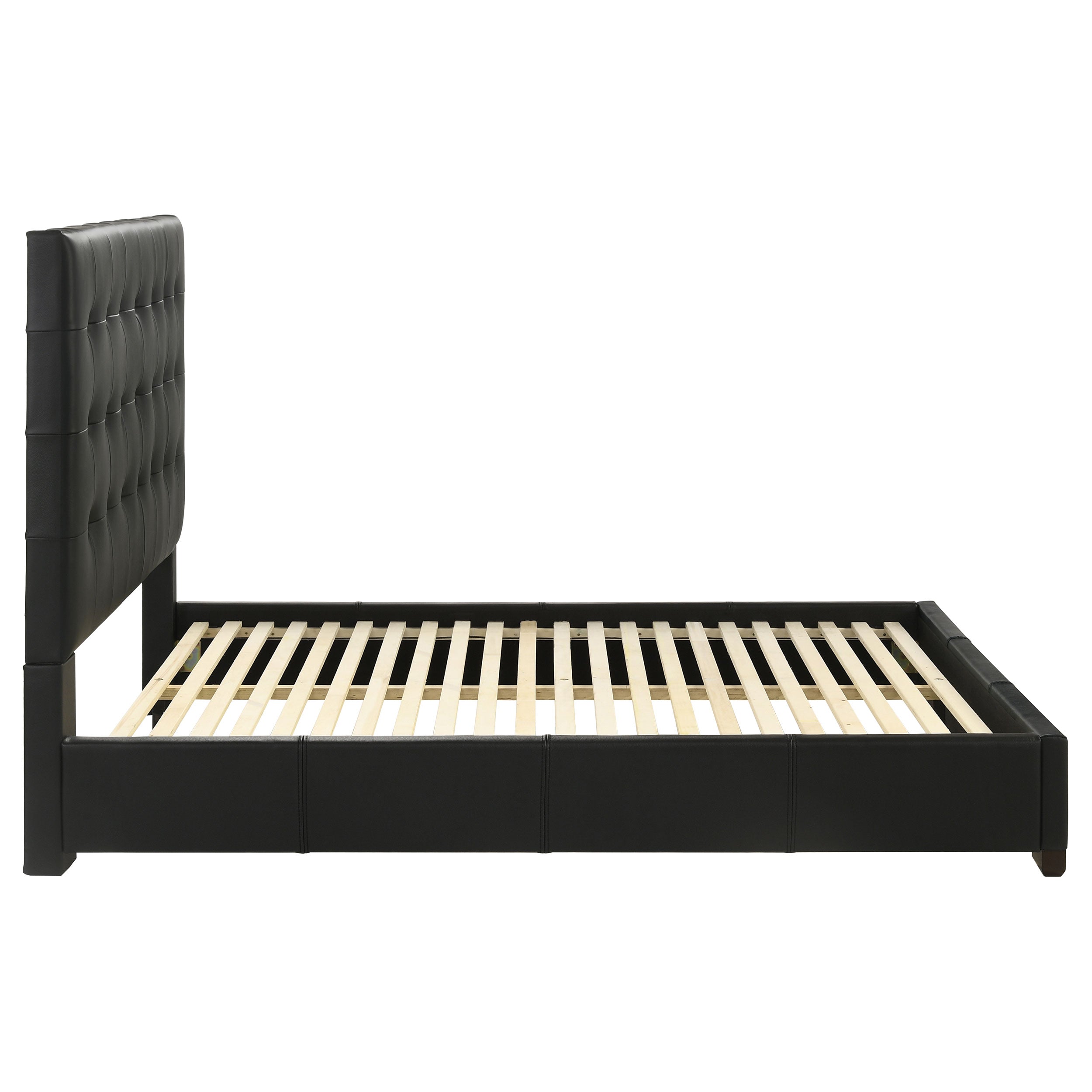 Medley Genuine Leather Panel Platform Bed Black
