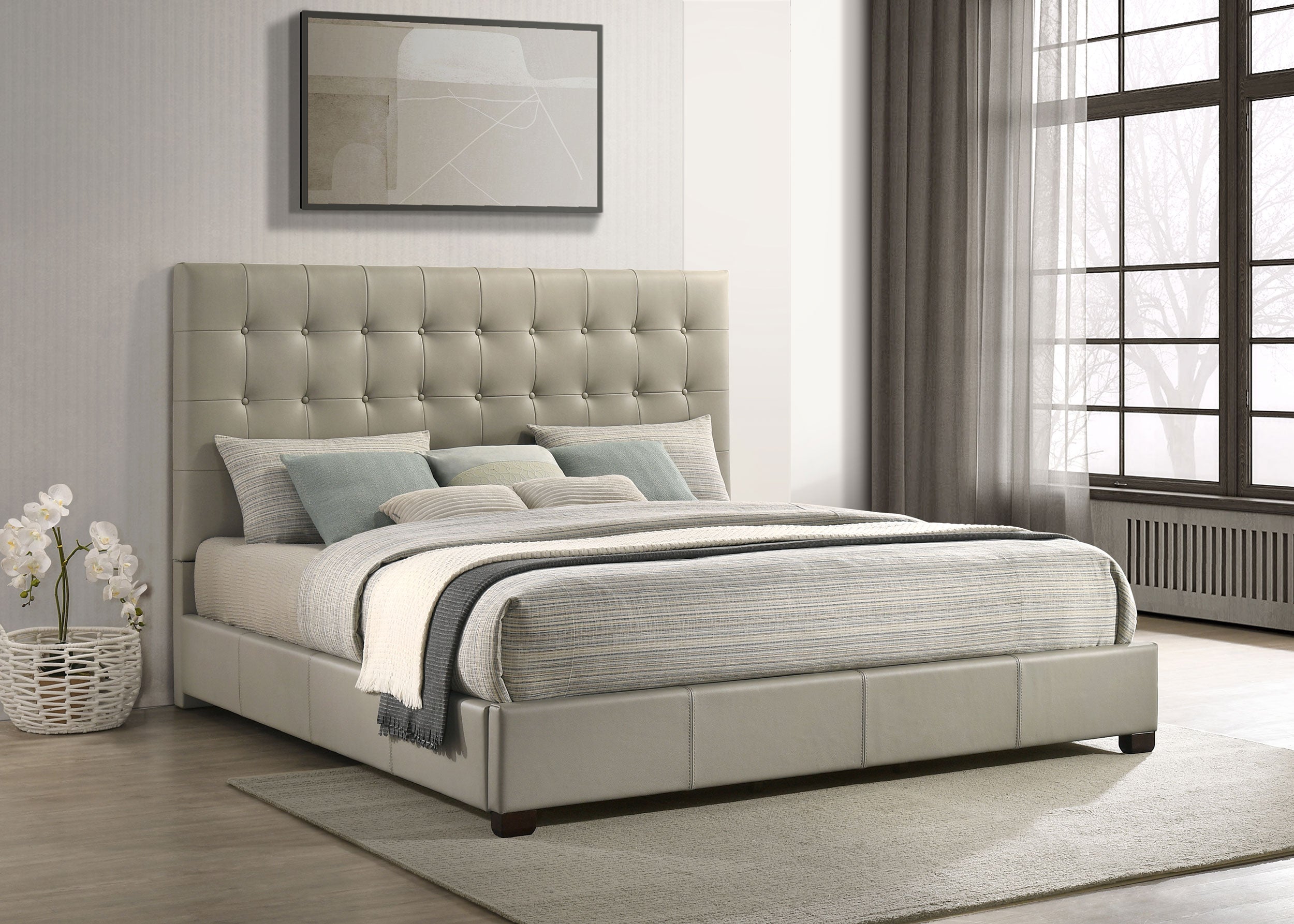 Medley Genuine Leather Panel Platform Bed Black