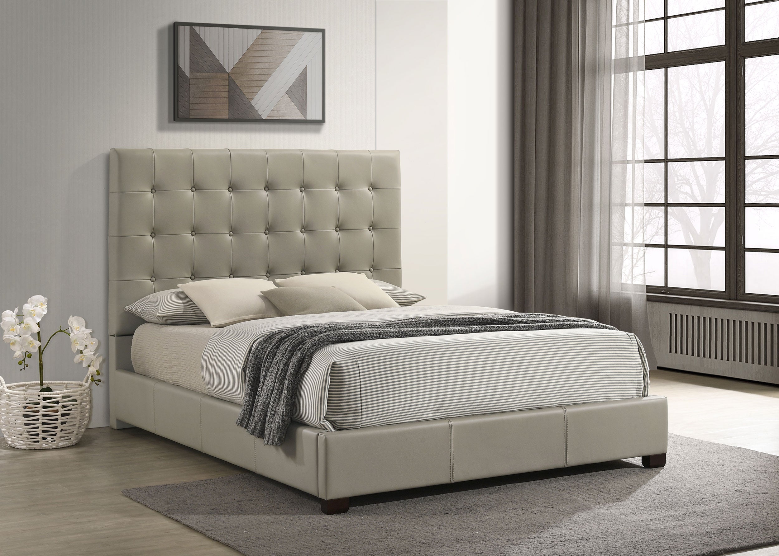 Medley Genuine Leather Panel Platform Bed Black