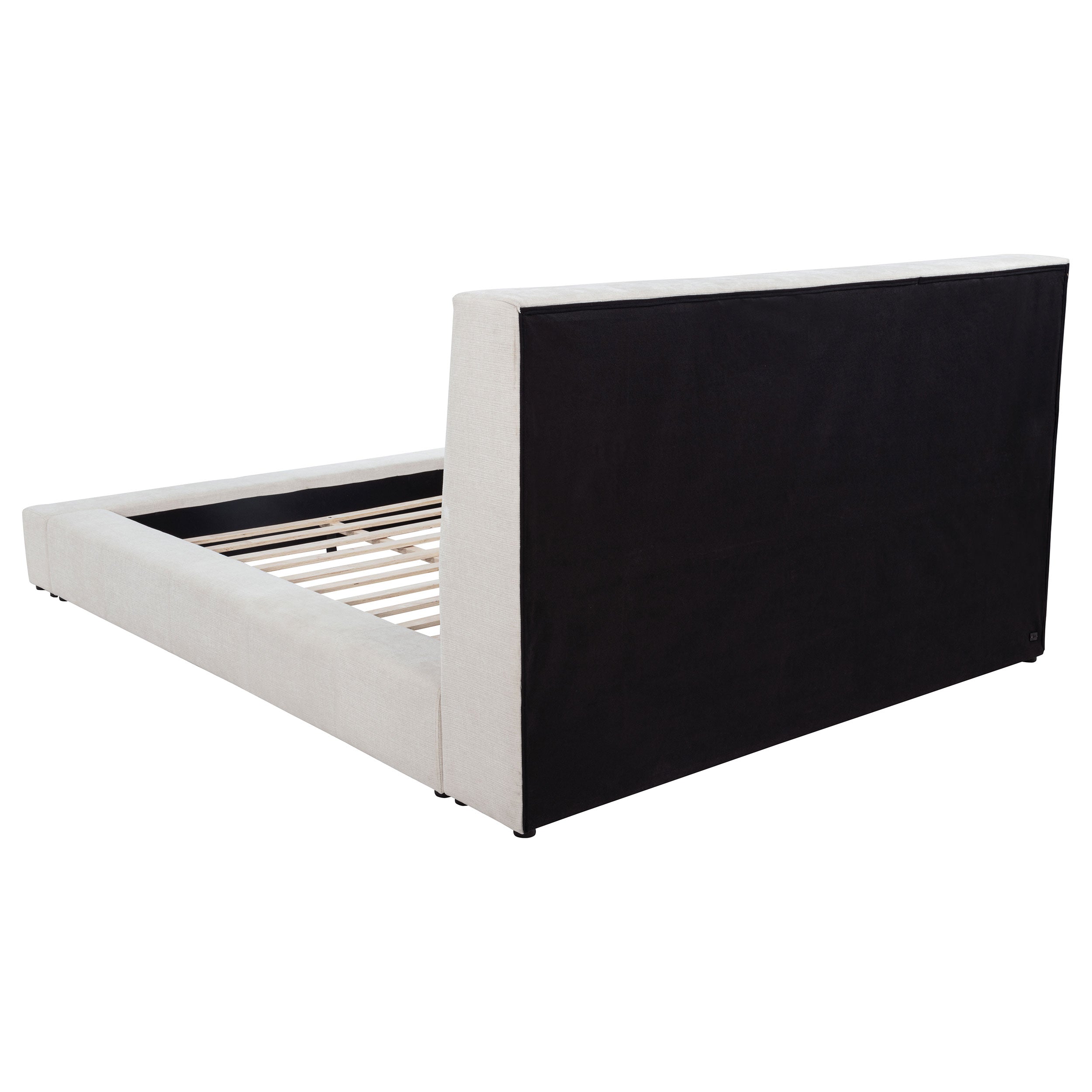 Dreux Upholstered Panel Platform Bed Cream