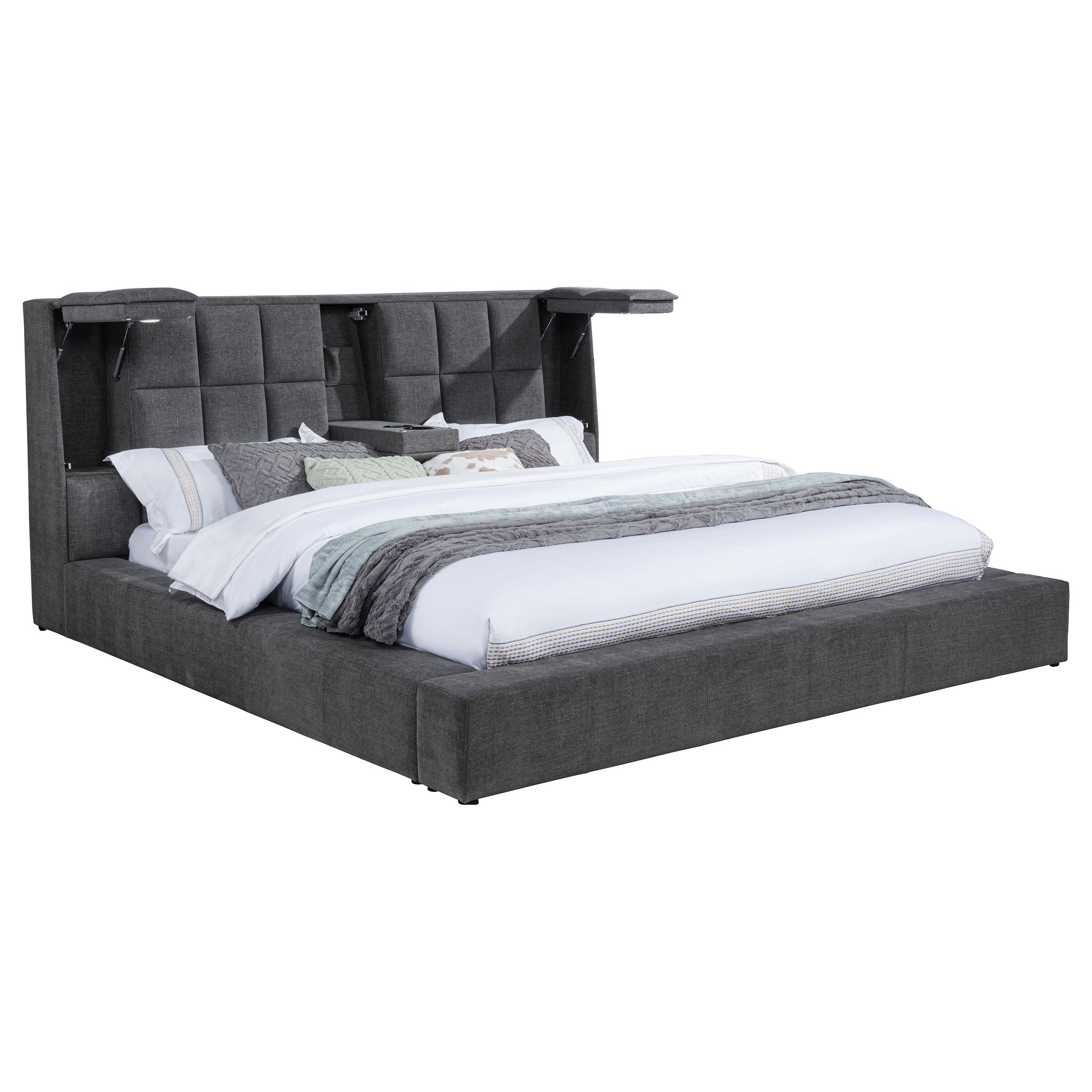Dreux Upholstered Panel Platform Bed Cream