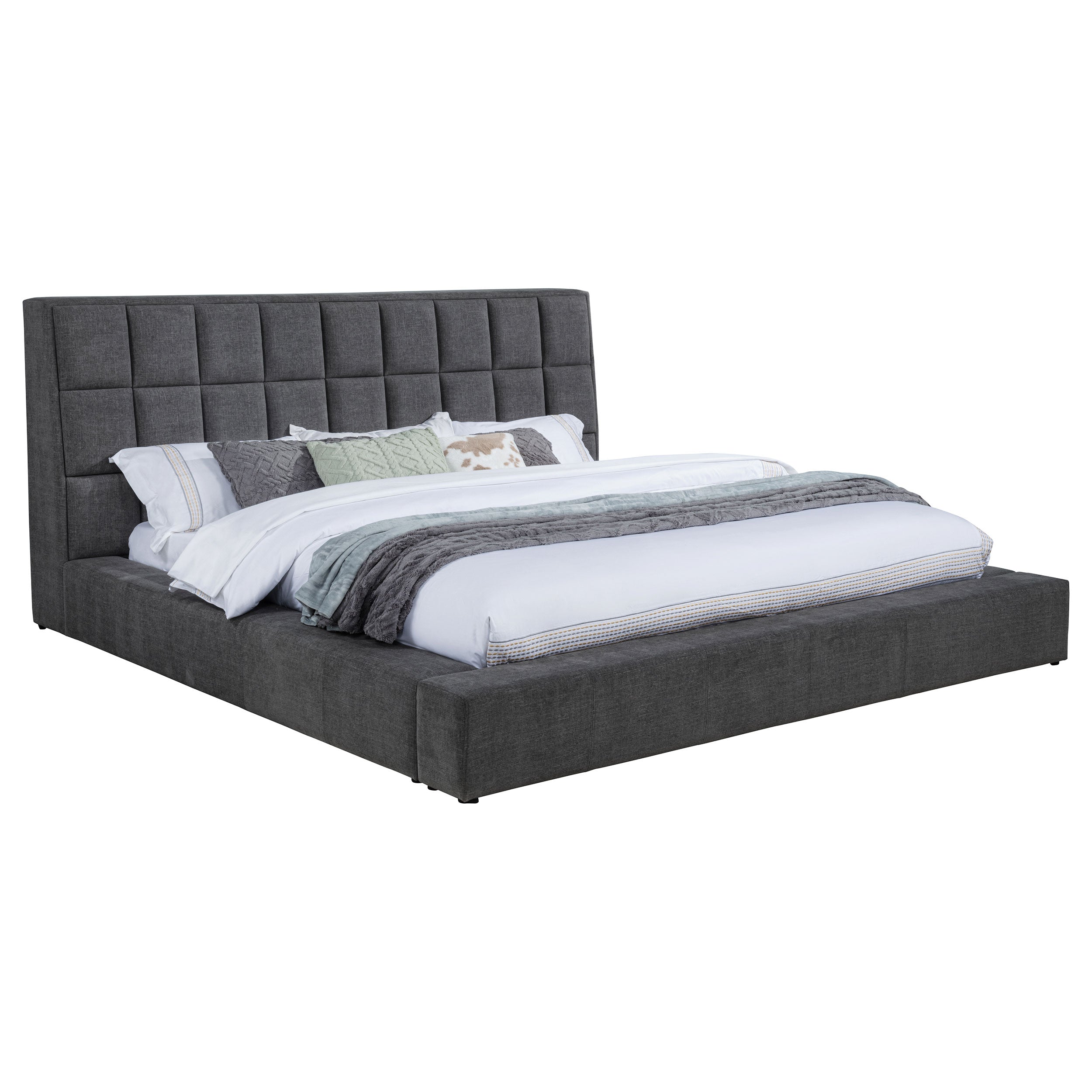 Dreux Upholstered Panel Platform Bed Cream