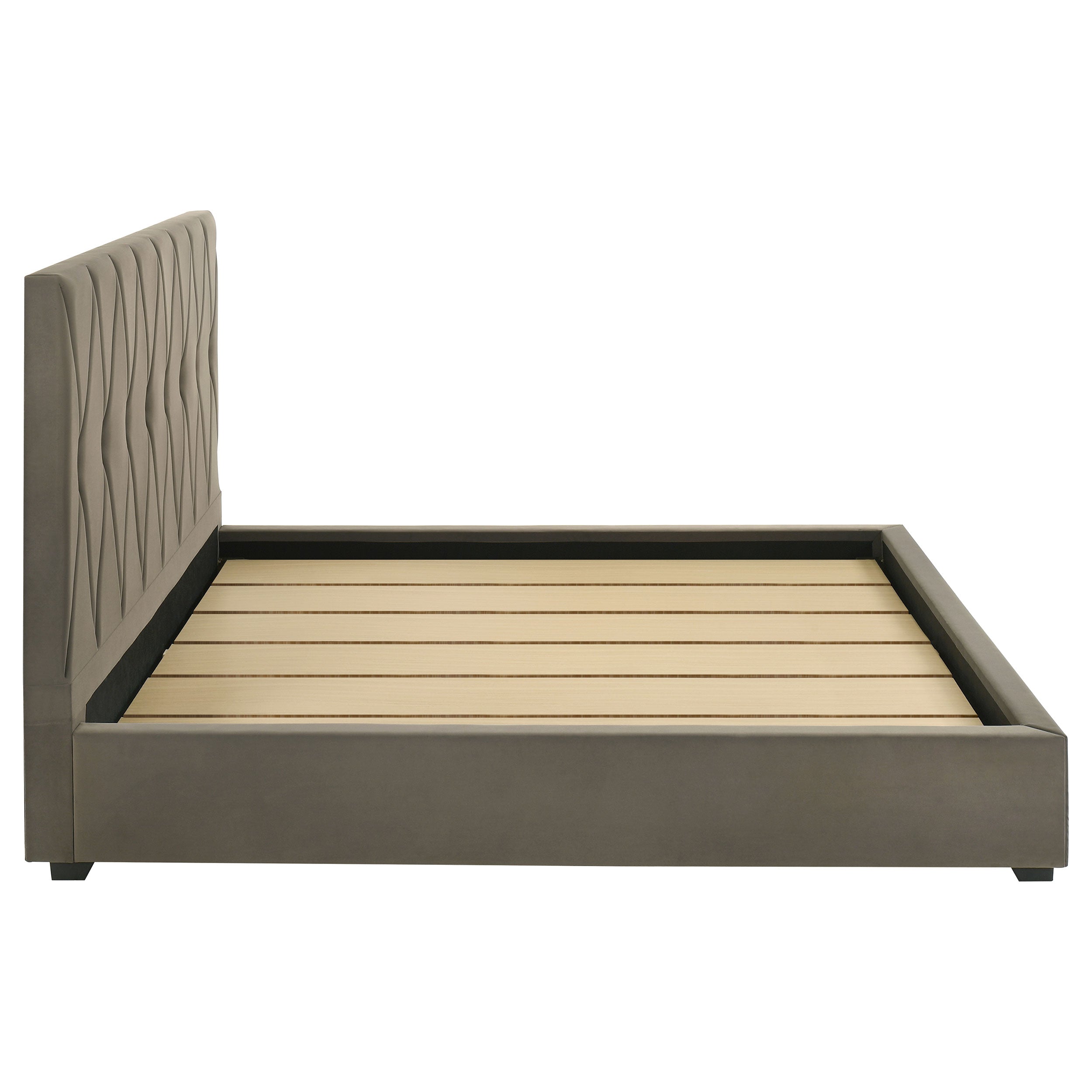 Delsea Upholstered Queen Panel Platform Bed Light Brown