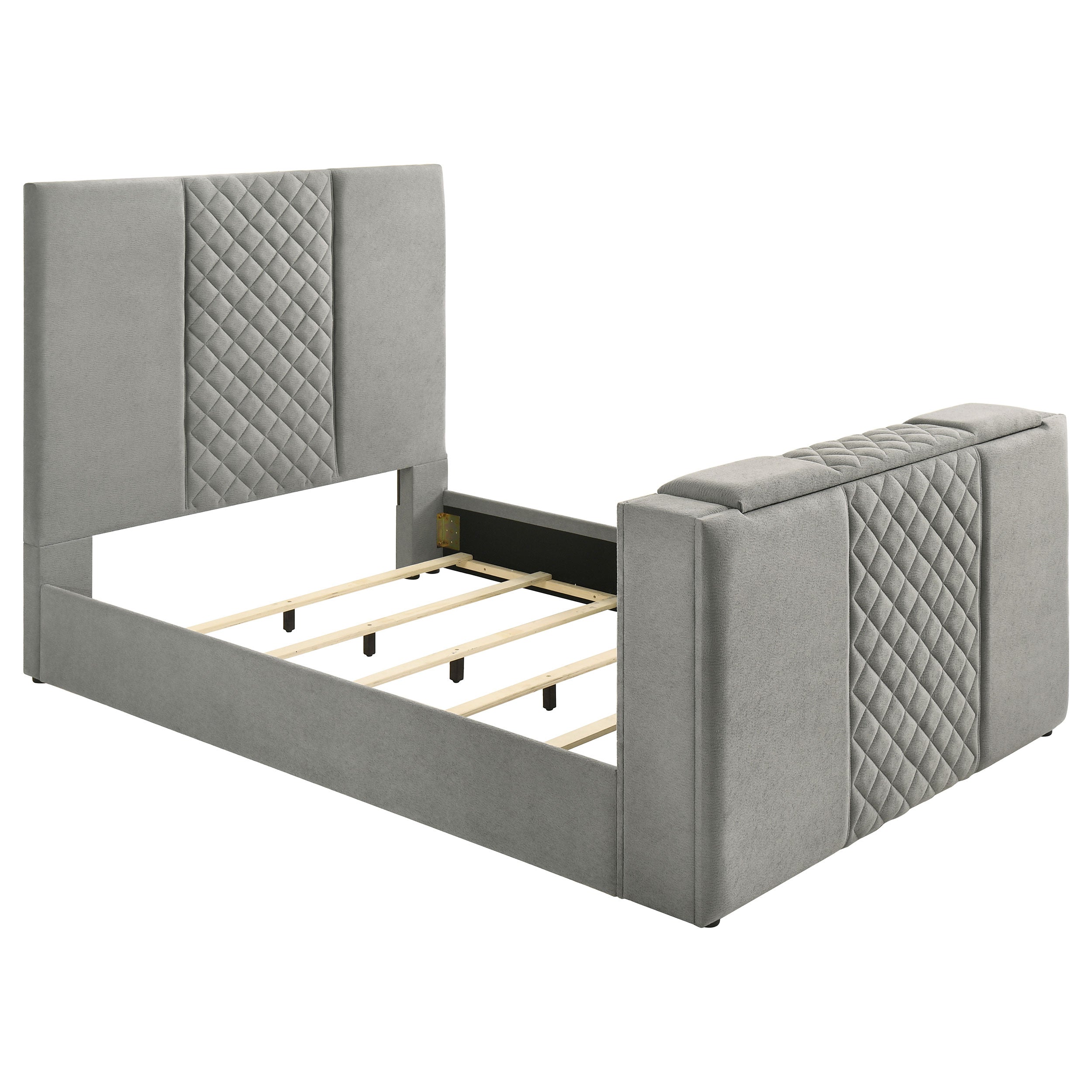Tara 61-inch Upholstered  Panel TV Bed Grey