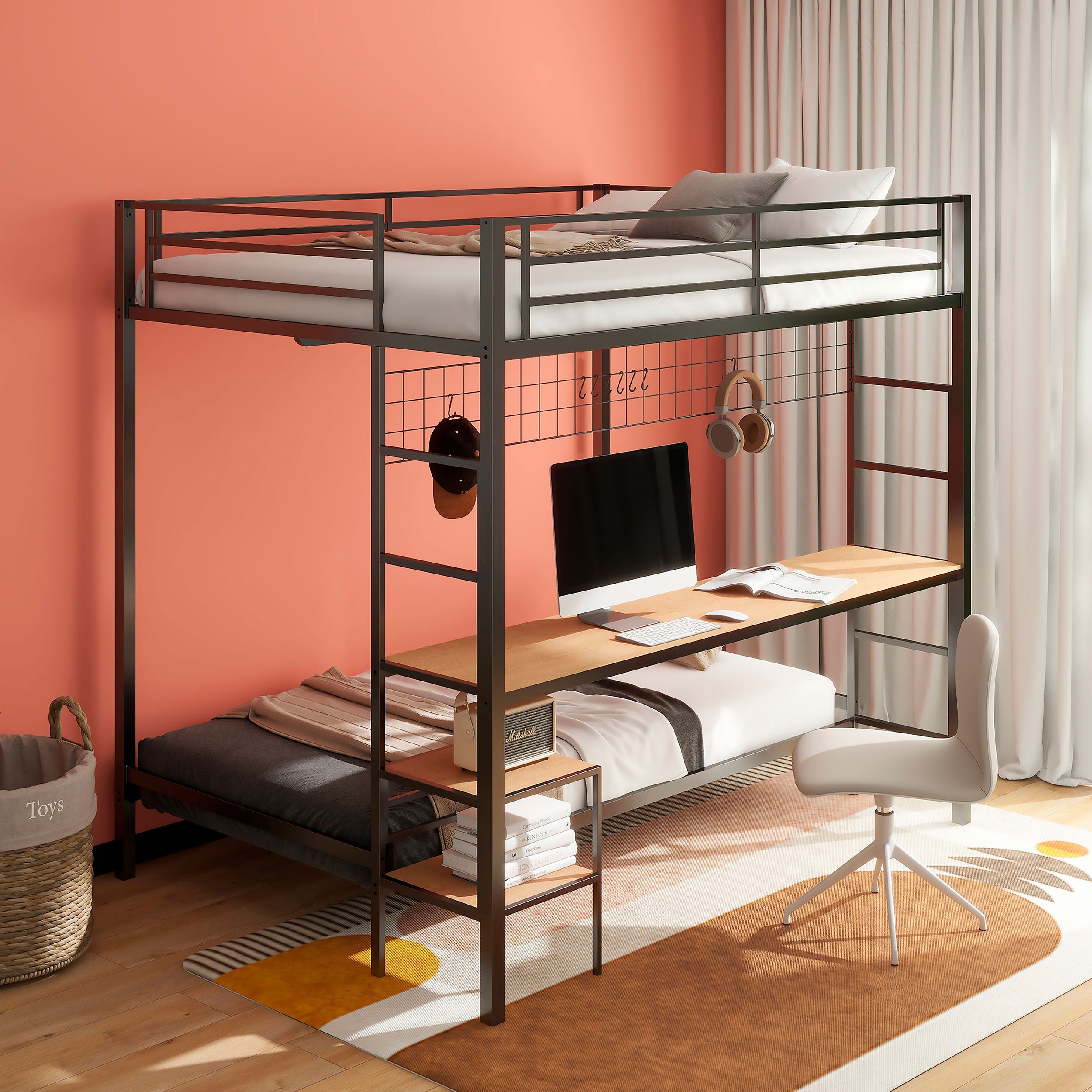 Campus  Workstation Bunk Bed Matte Black