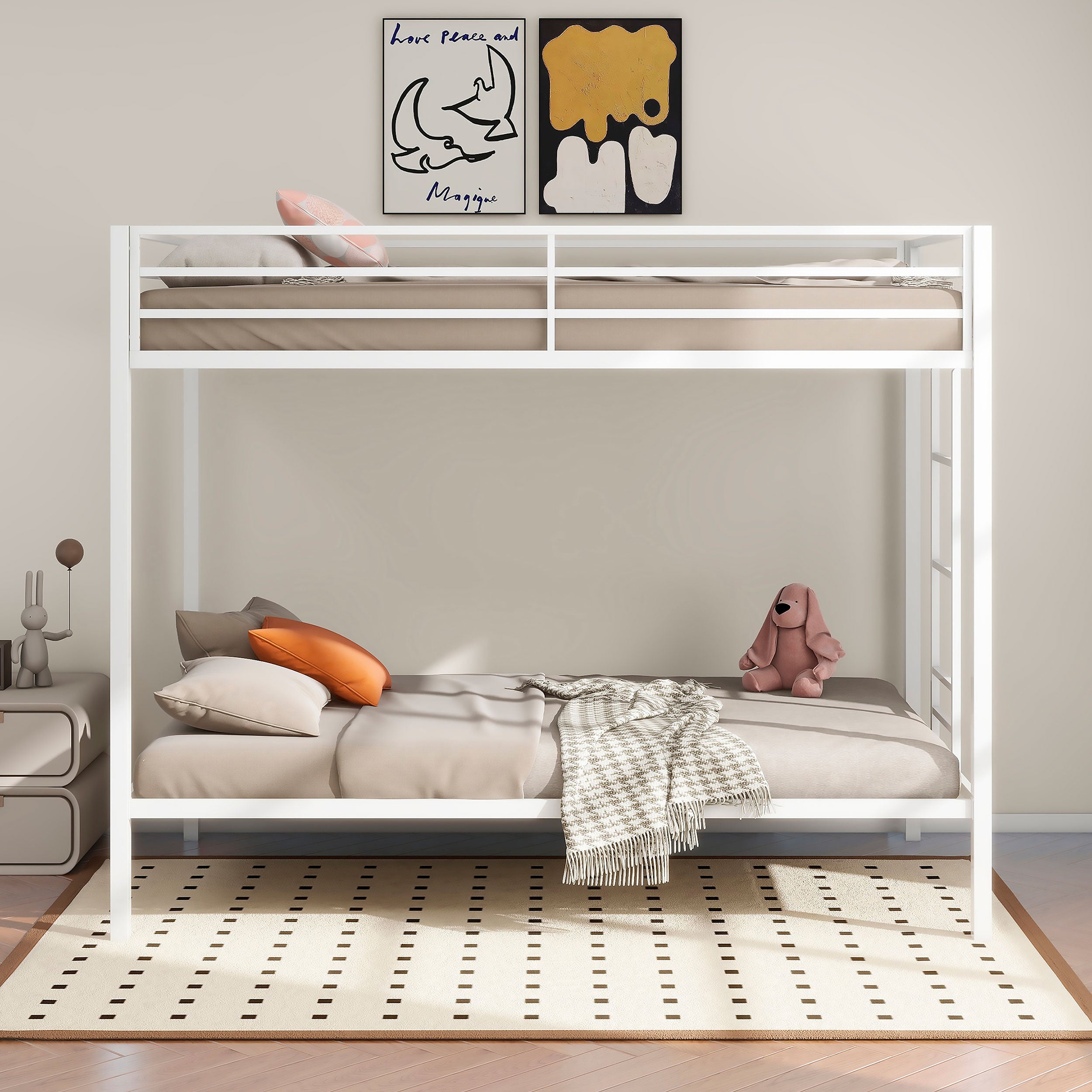Alevera Metal Bunk Bed with Ladder Black