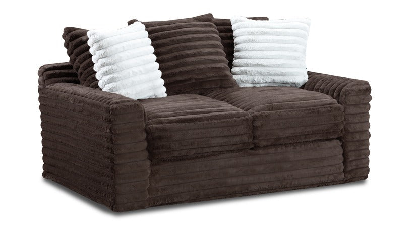 Jenna Chocolate Sofa and Loveseat Brown Corduroy Set