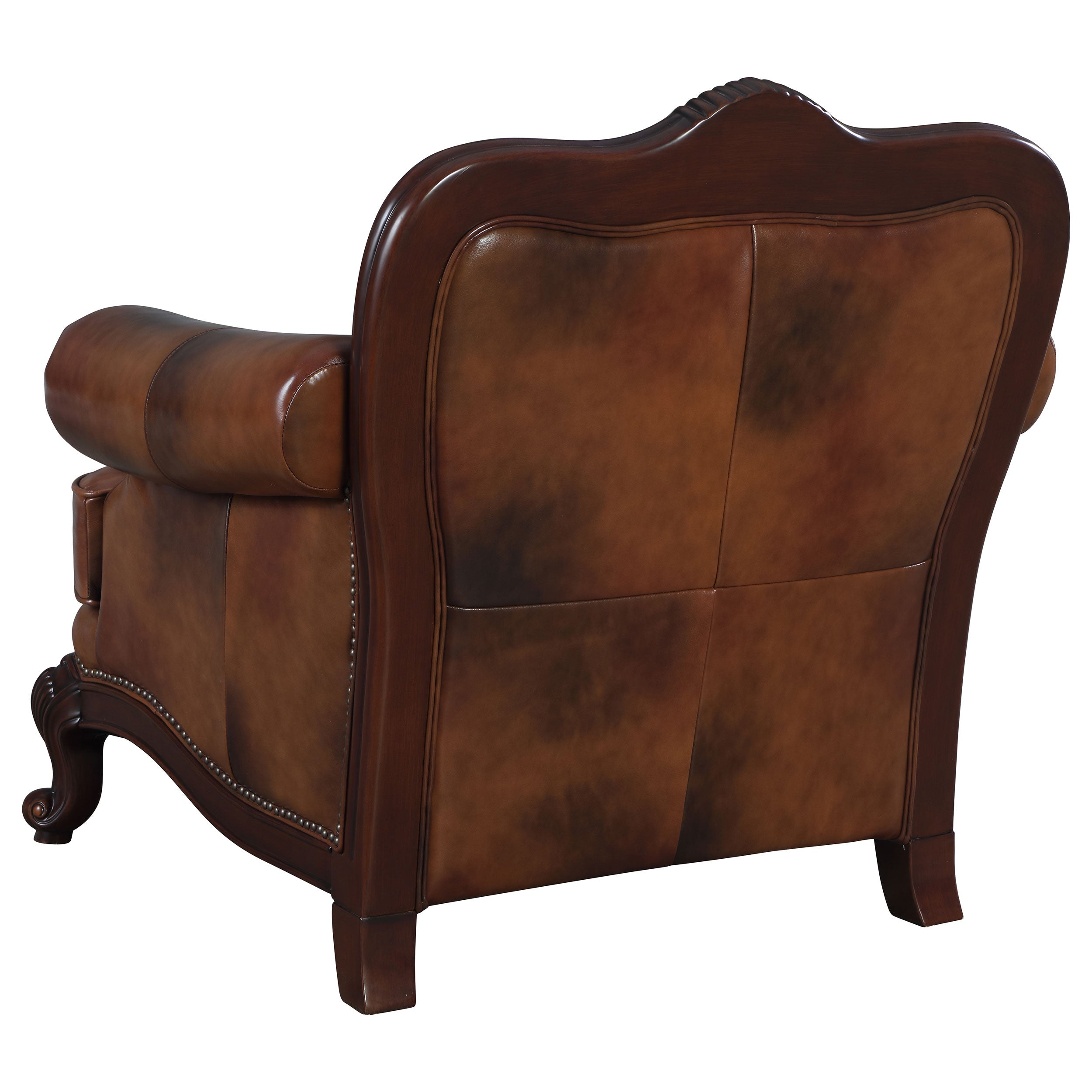 Victoria   Leather Upholstered Sofa Set Brown