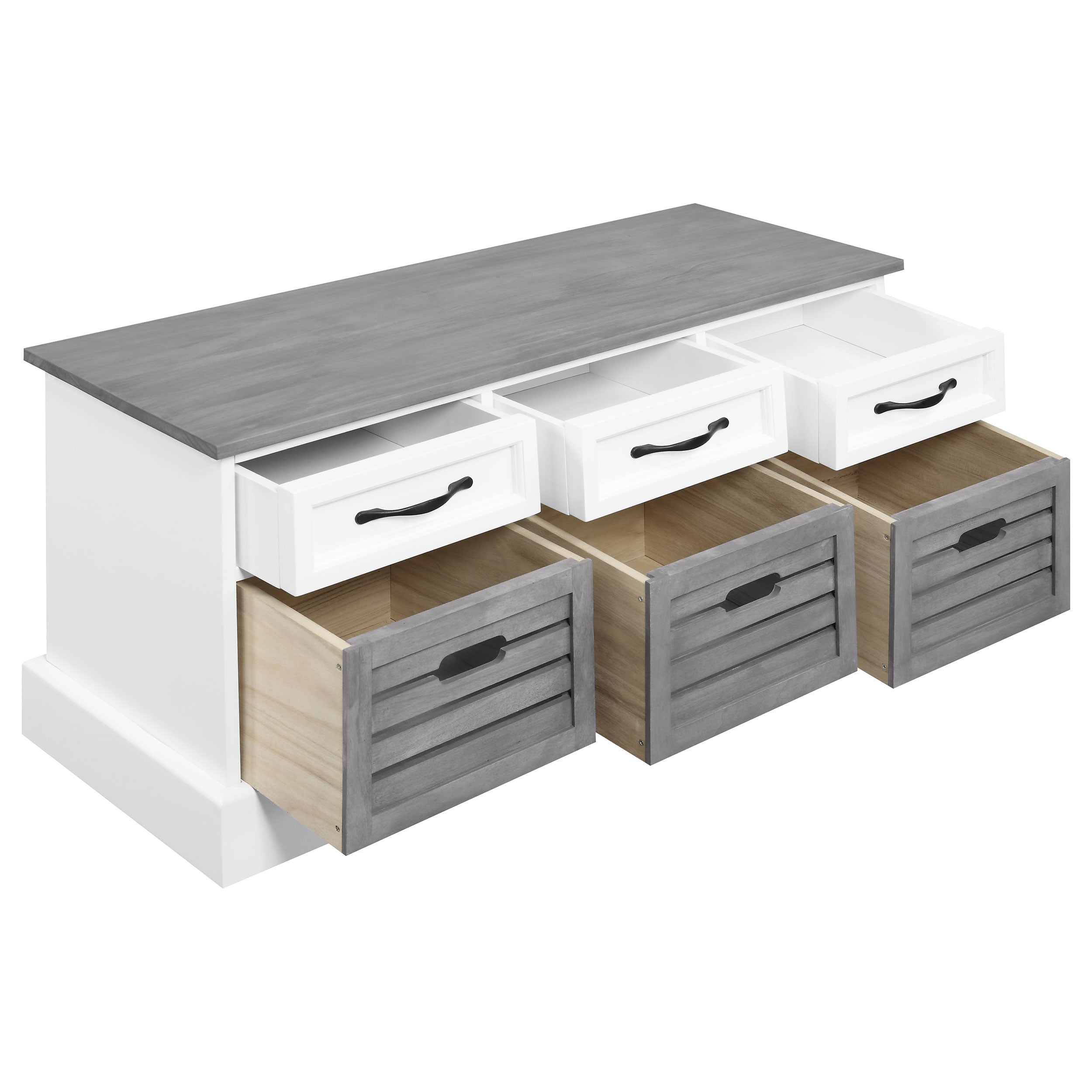 Alma 3-drawer Storage Bench Weathered Brown and White