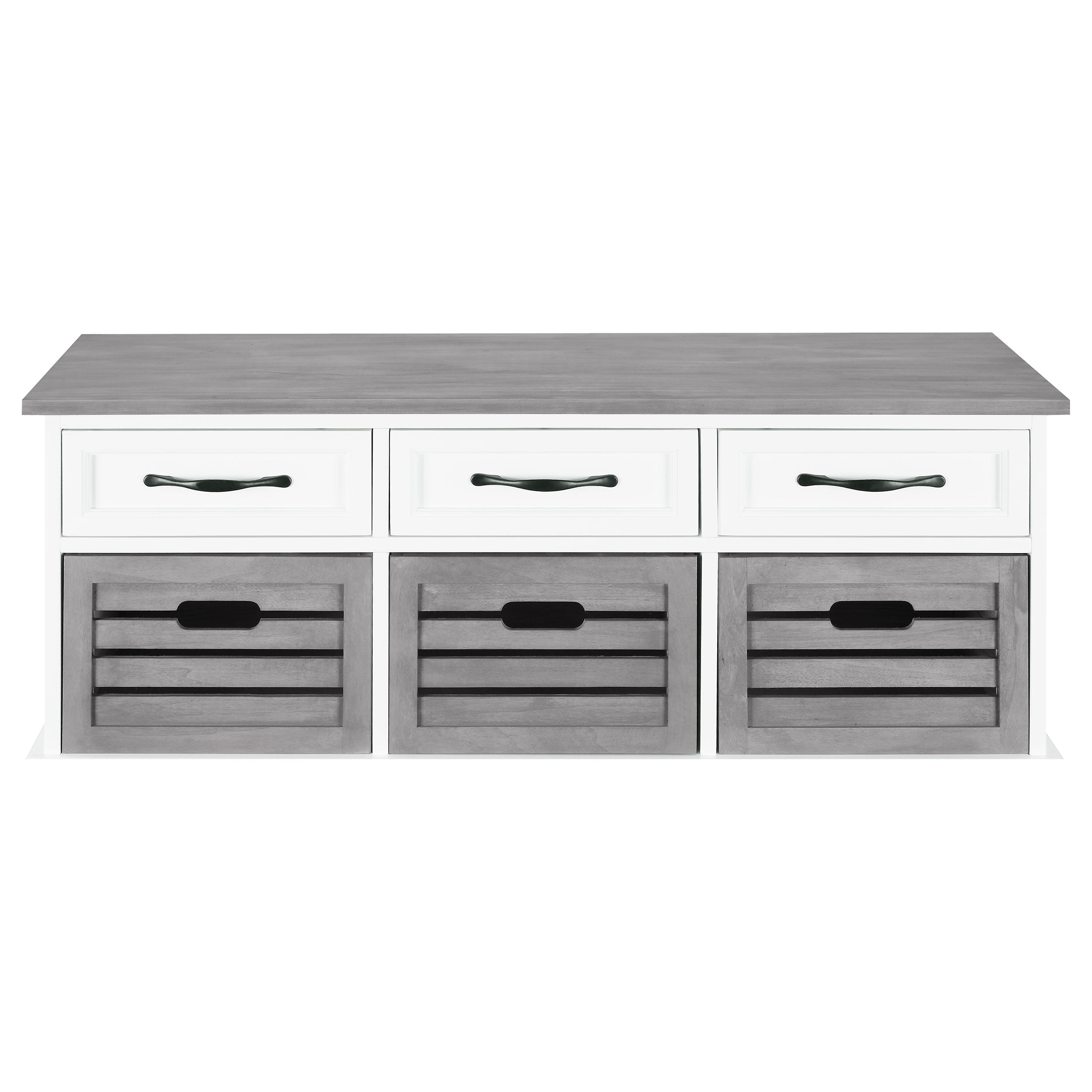 Alma 3-drawer Storage Bench Weathered Brown and White