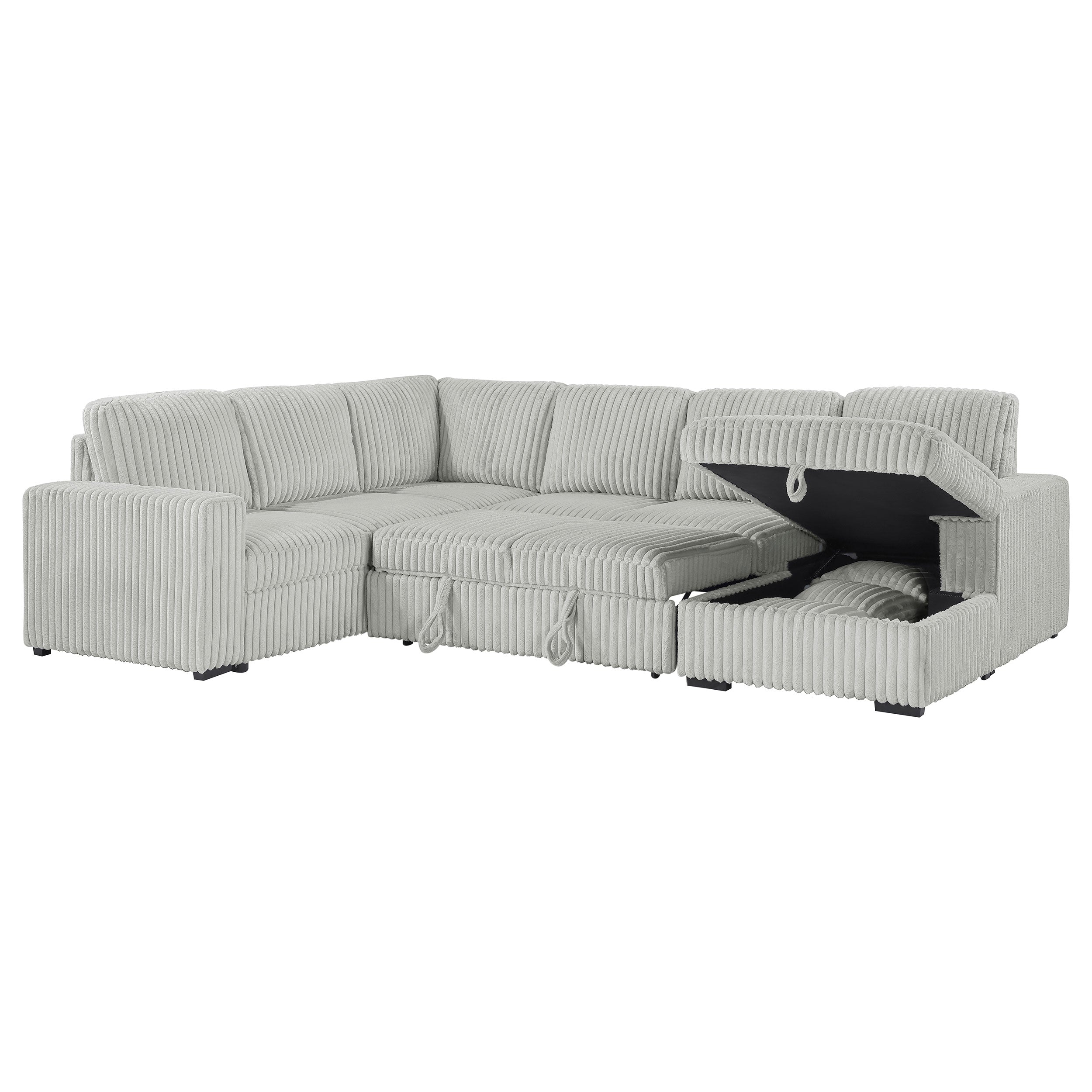 Devonshire Sleeper Sectional Sofa Storage Chaise Camel
