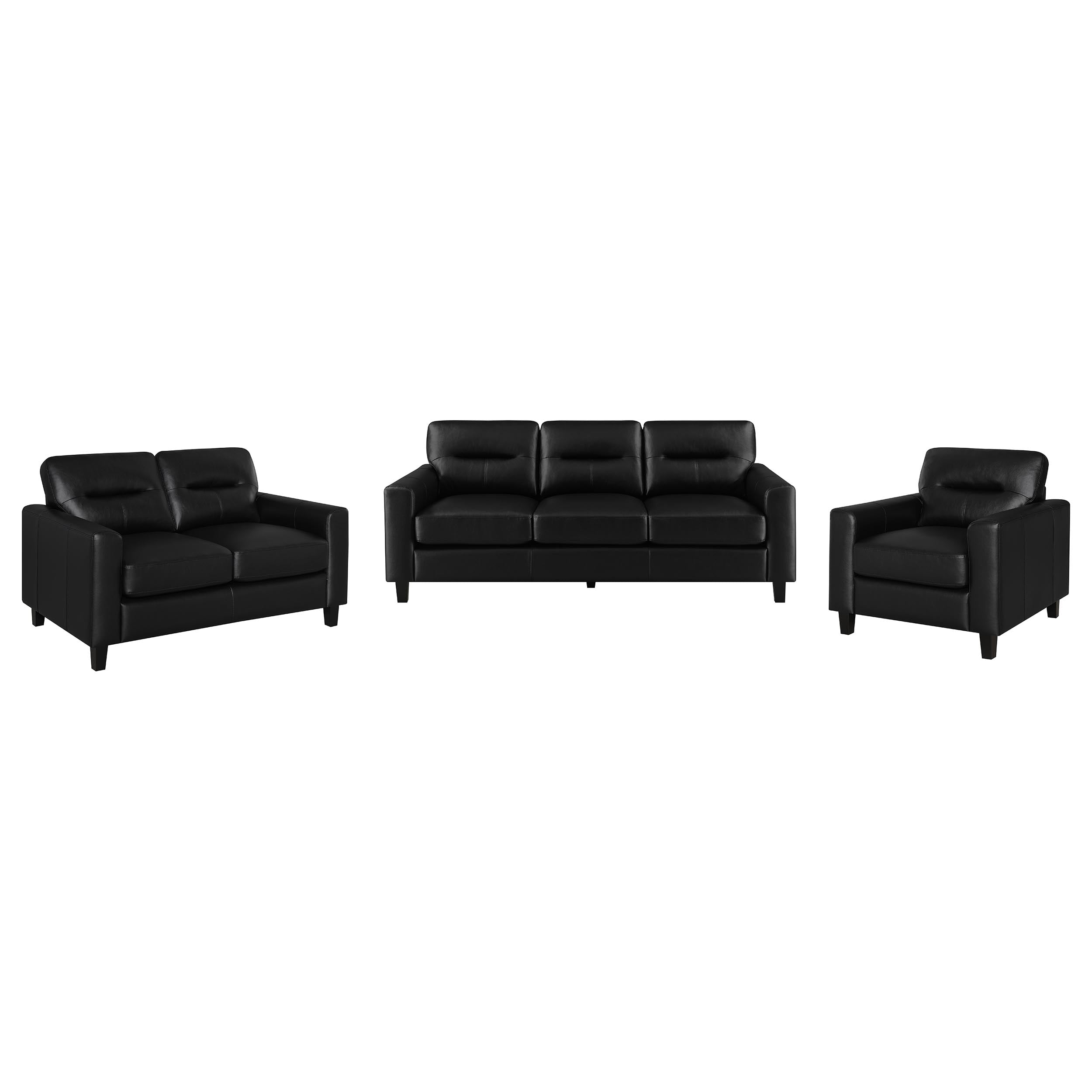 Scotland Faux Leather Upholstered Sofa Set Black