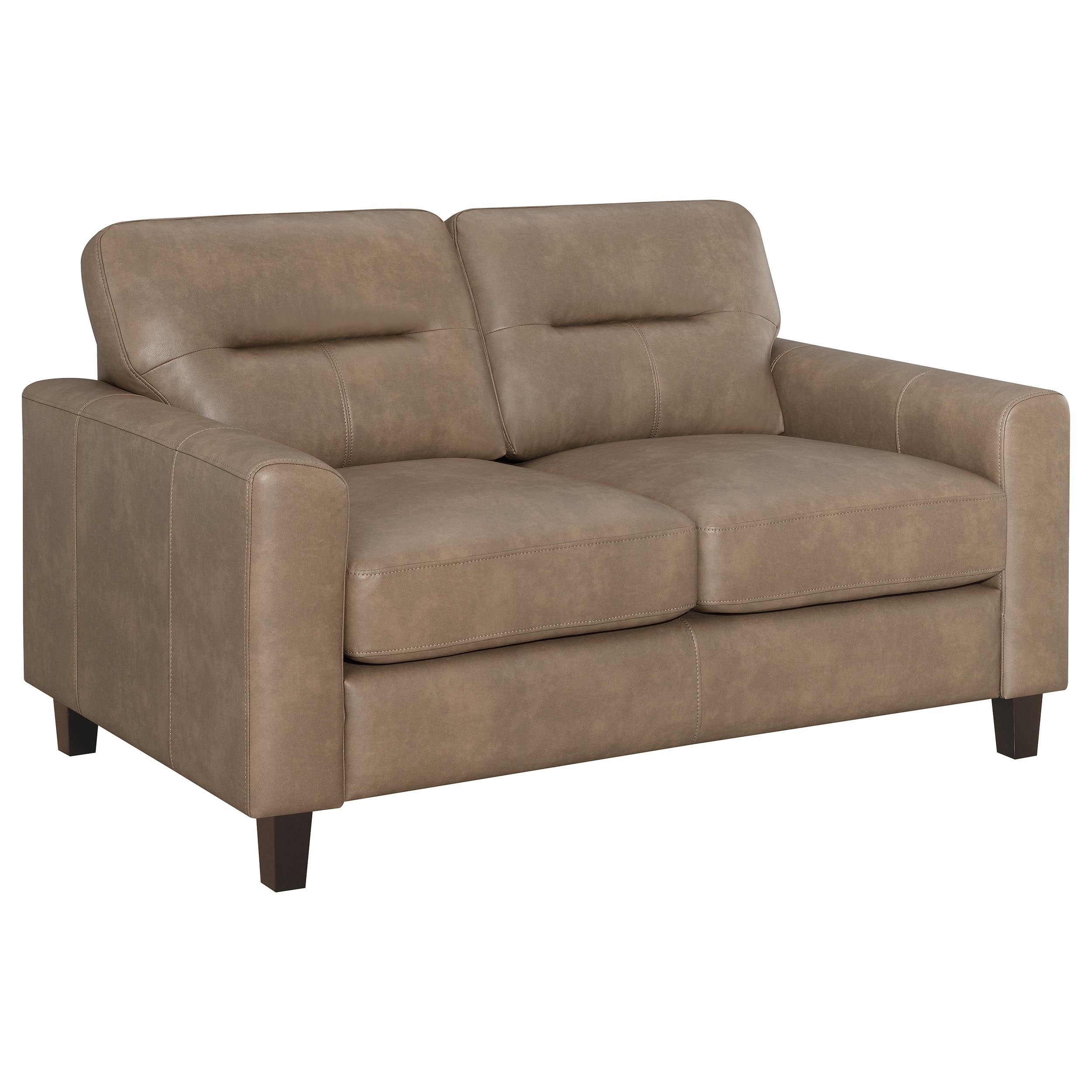 Scotland Faux Leather Upholstered Sofa Set Brown