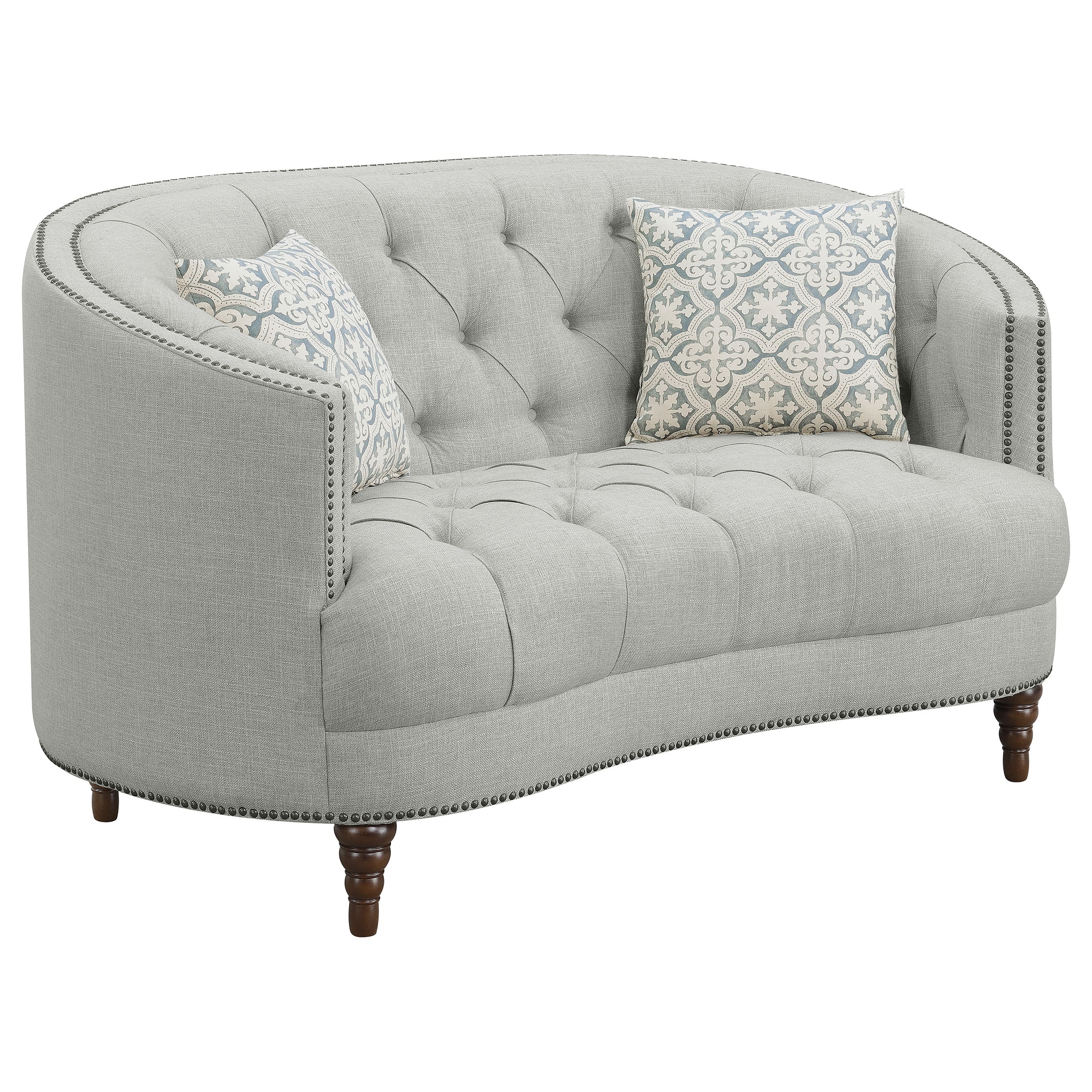 Avonlea  Upholstered Sloped Arm Sofa Set Grey Fabric