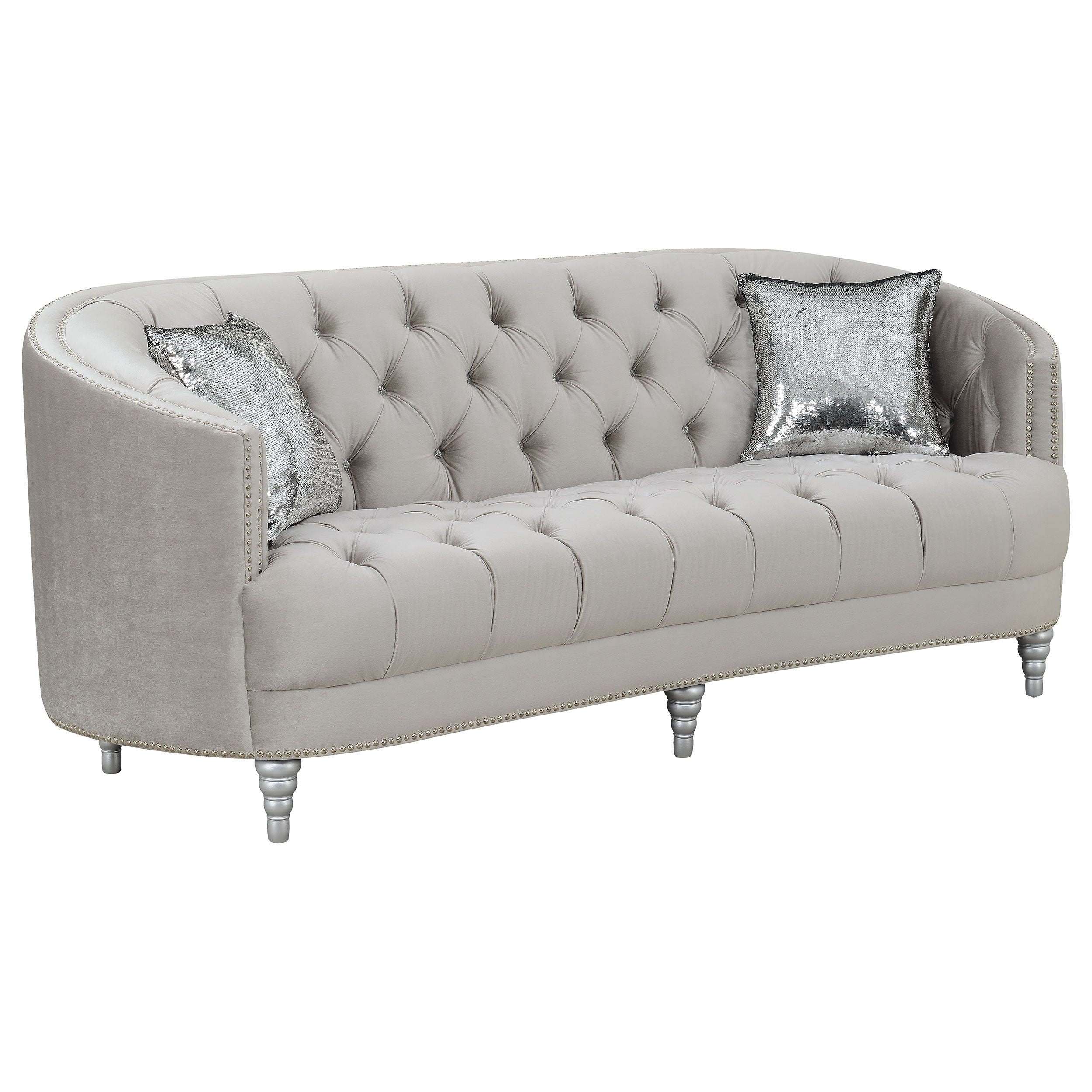Avonlea  Upholstered Sloped Arm Sofa Set Grey Fabric