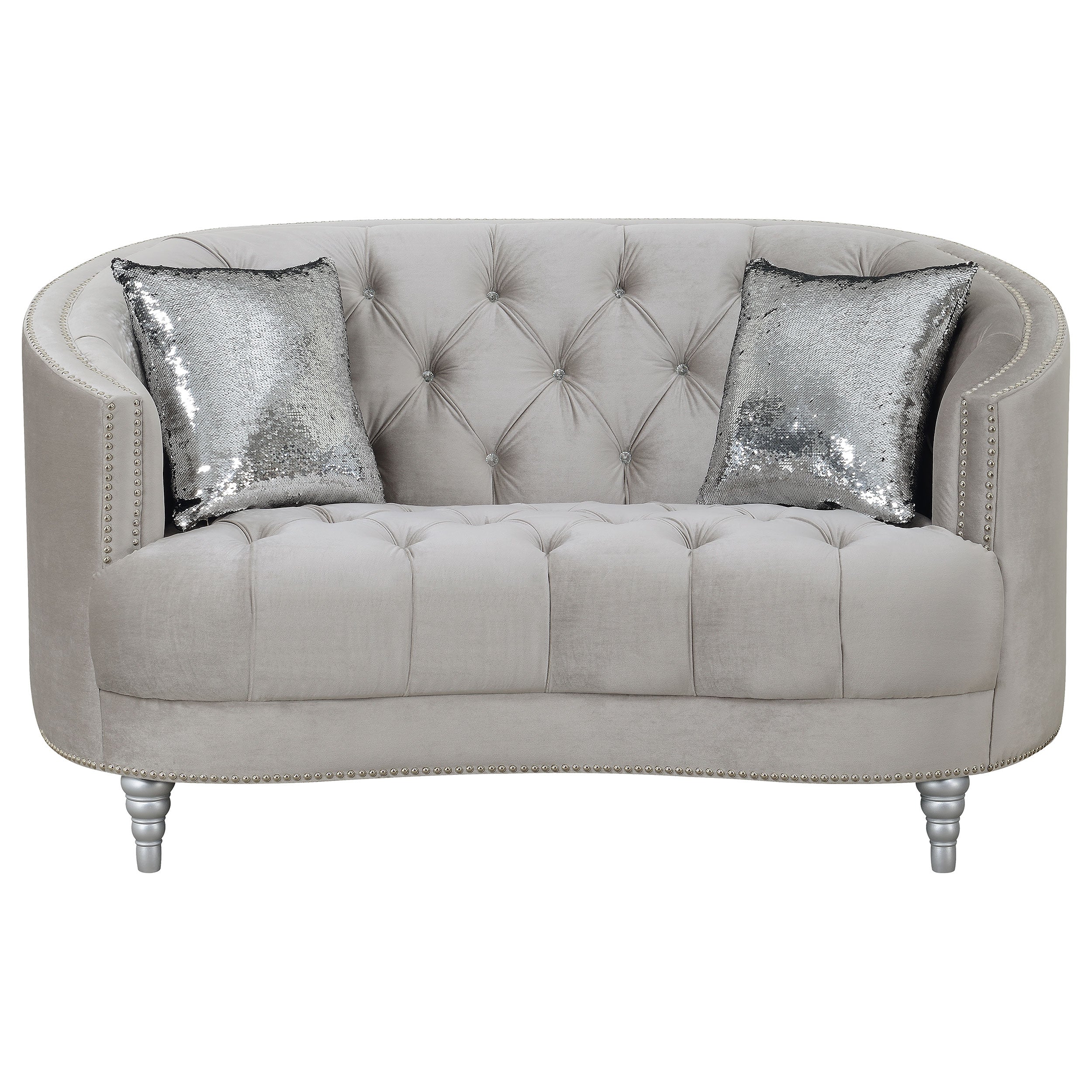 Avonlea  Upholstered Sloped Arm Sofa Set Grey Fabric