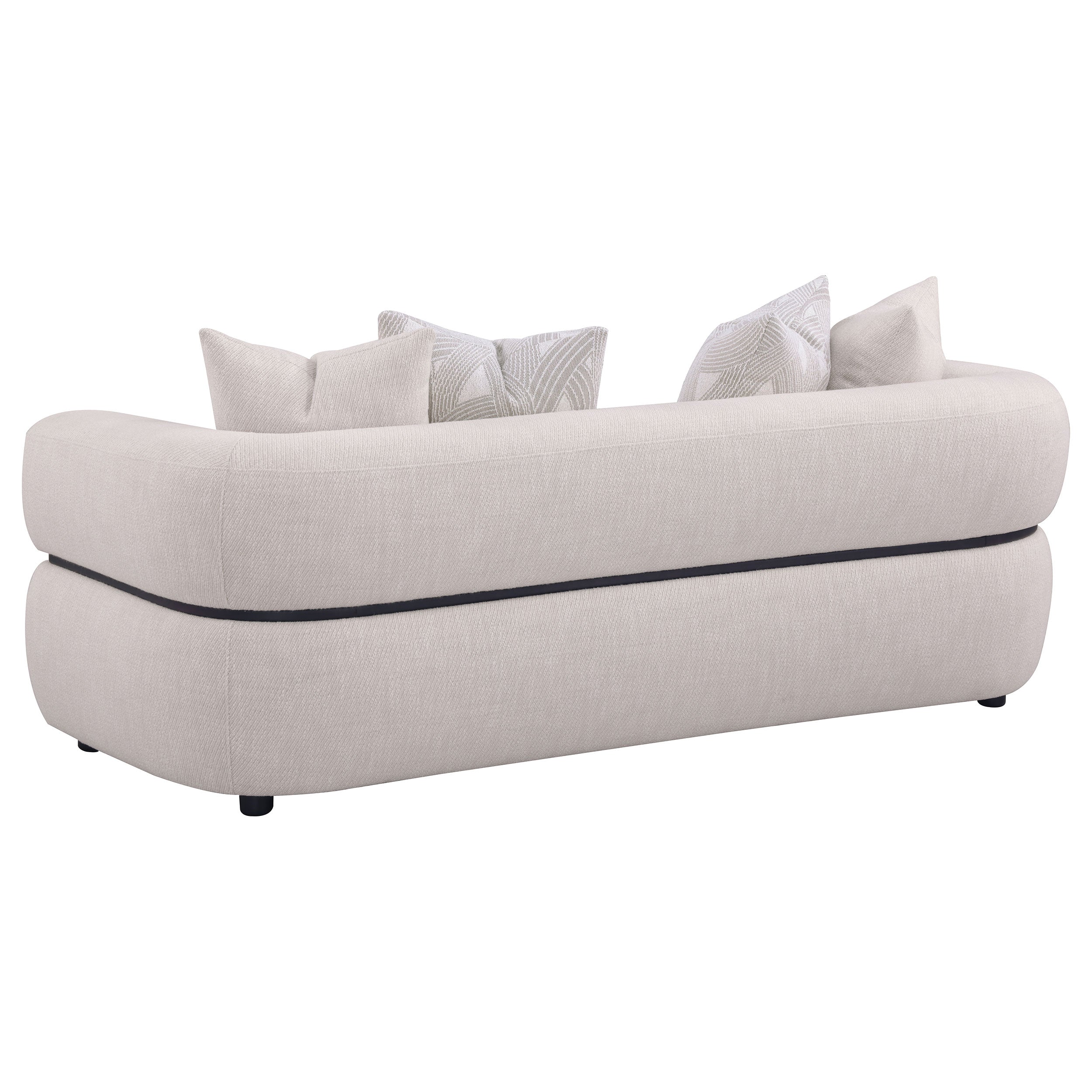 Jeanette Fabric Upholstered Round Arm Sofa Set Beige