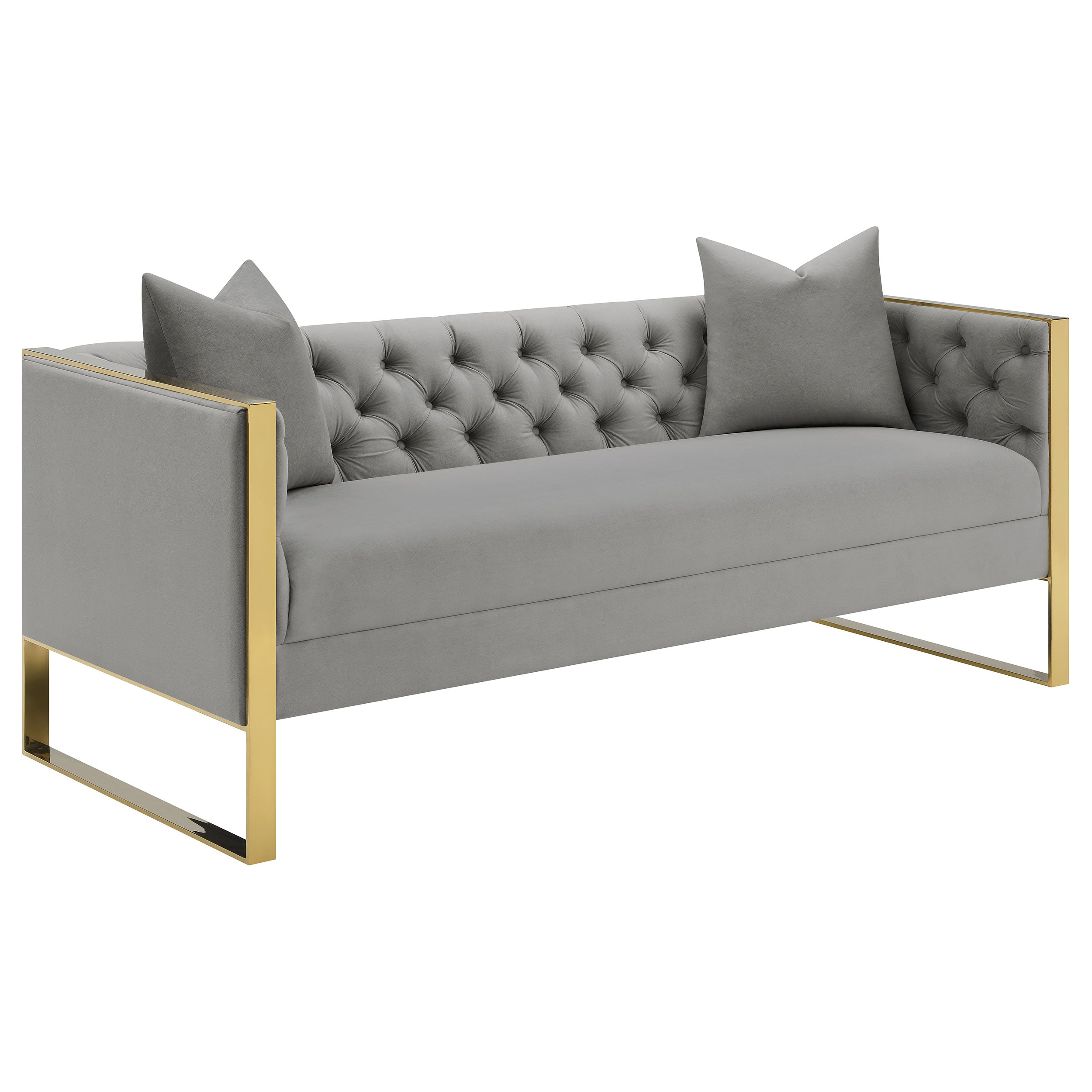Eastbrook Velvet Upholstered Tufted Sofa Set Grey