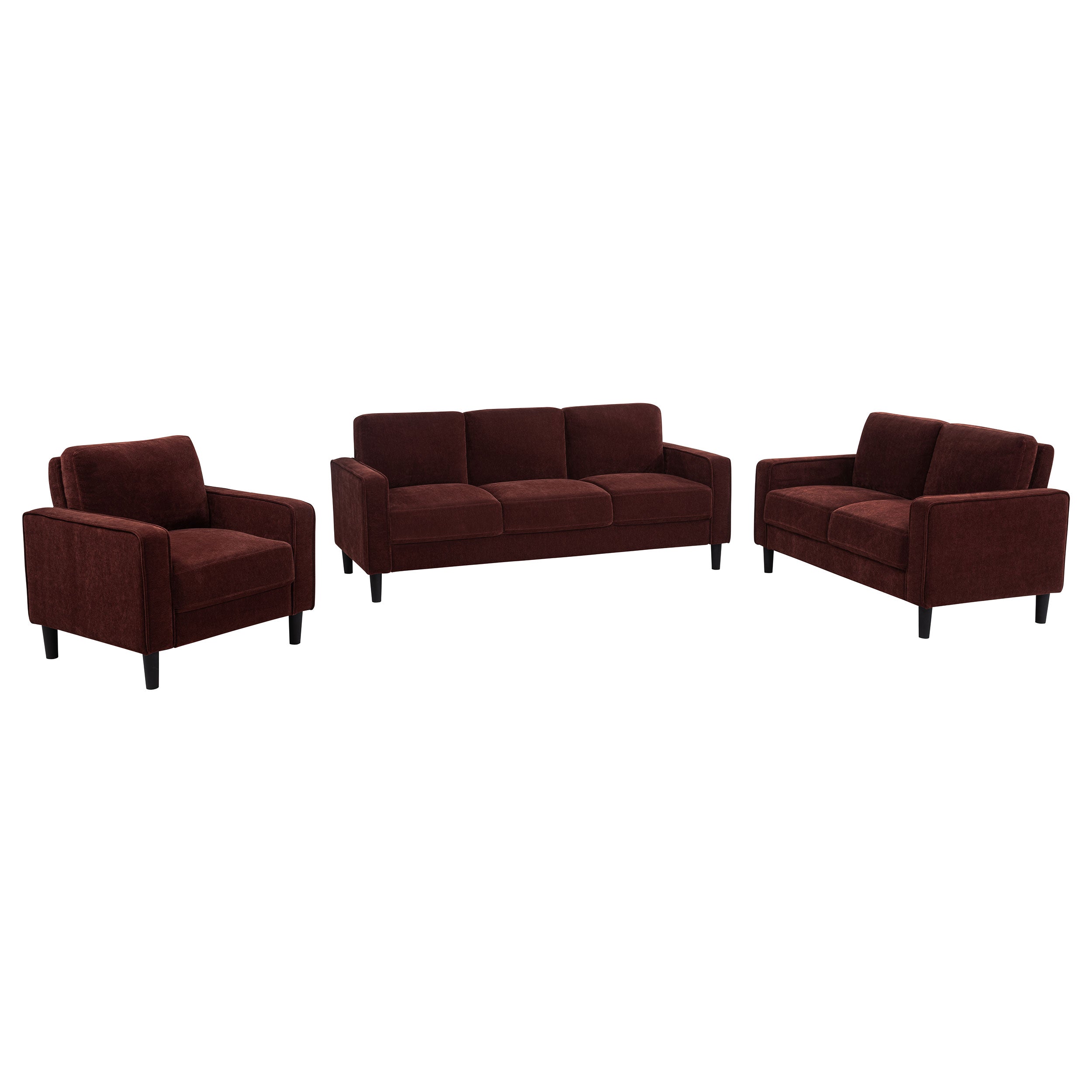 Ruth  Fabric Upholstered Track Arm Sofa Rust Red