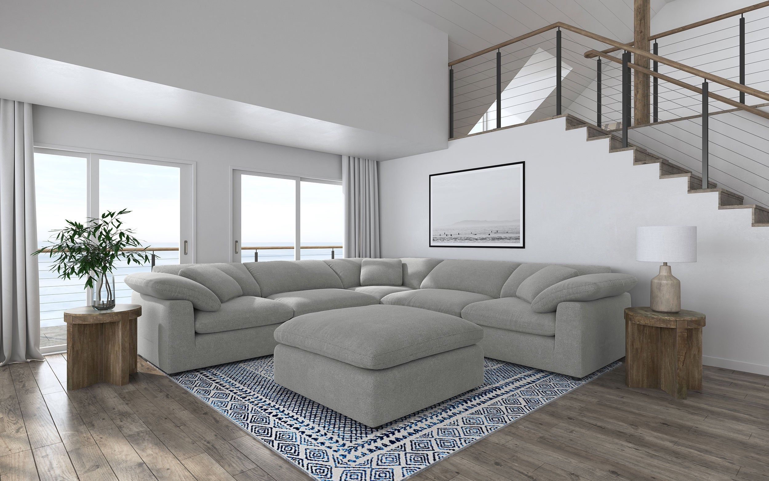 Raleigh  Boucle Upholstered Modular Sectional Grey