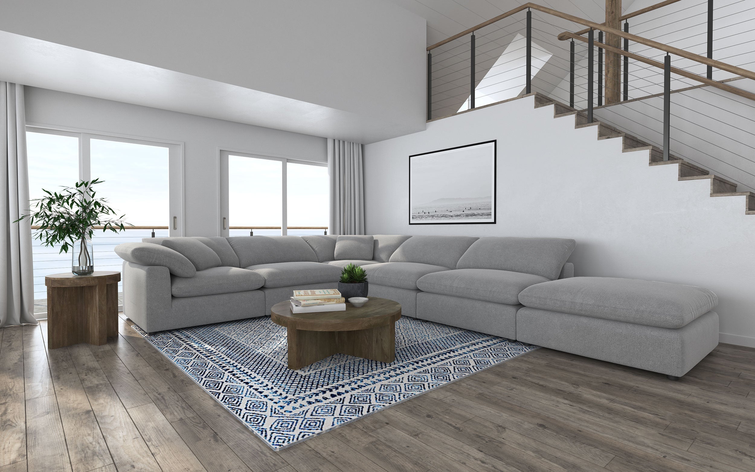 Raleigh  Boucle Upholstered Modular Sectional Grey