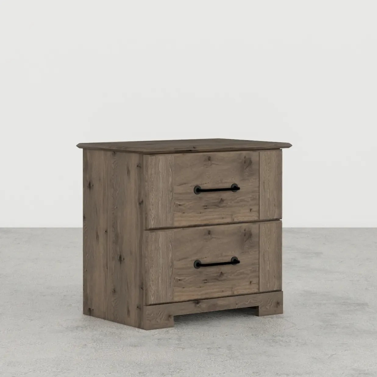 2-Drawer Nightstand, Weathered Gray Ash