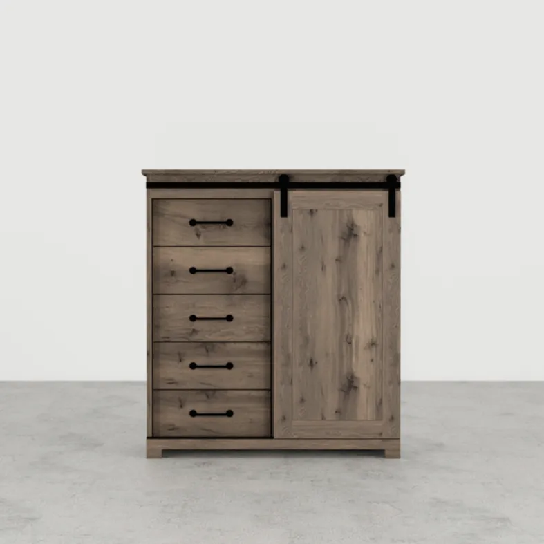 5-Drawer Chest with Barn Door