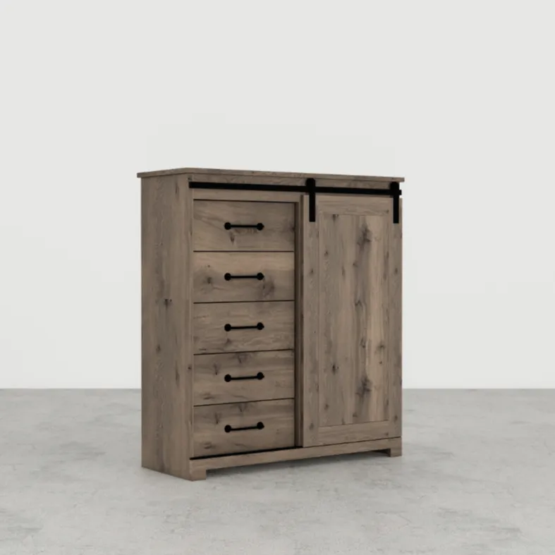 5-Drawer Chest with Barn Door