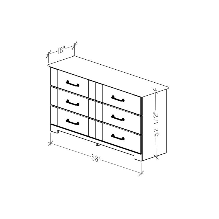 6-Drawer Dresser, Weathered Gray Ash
