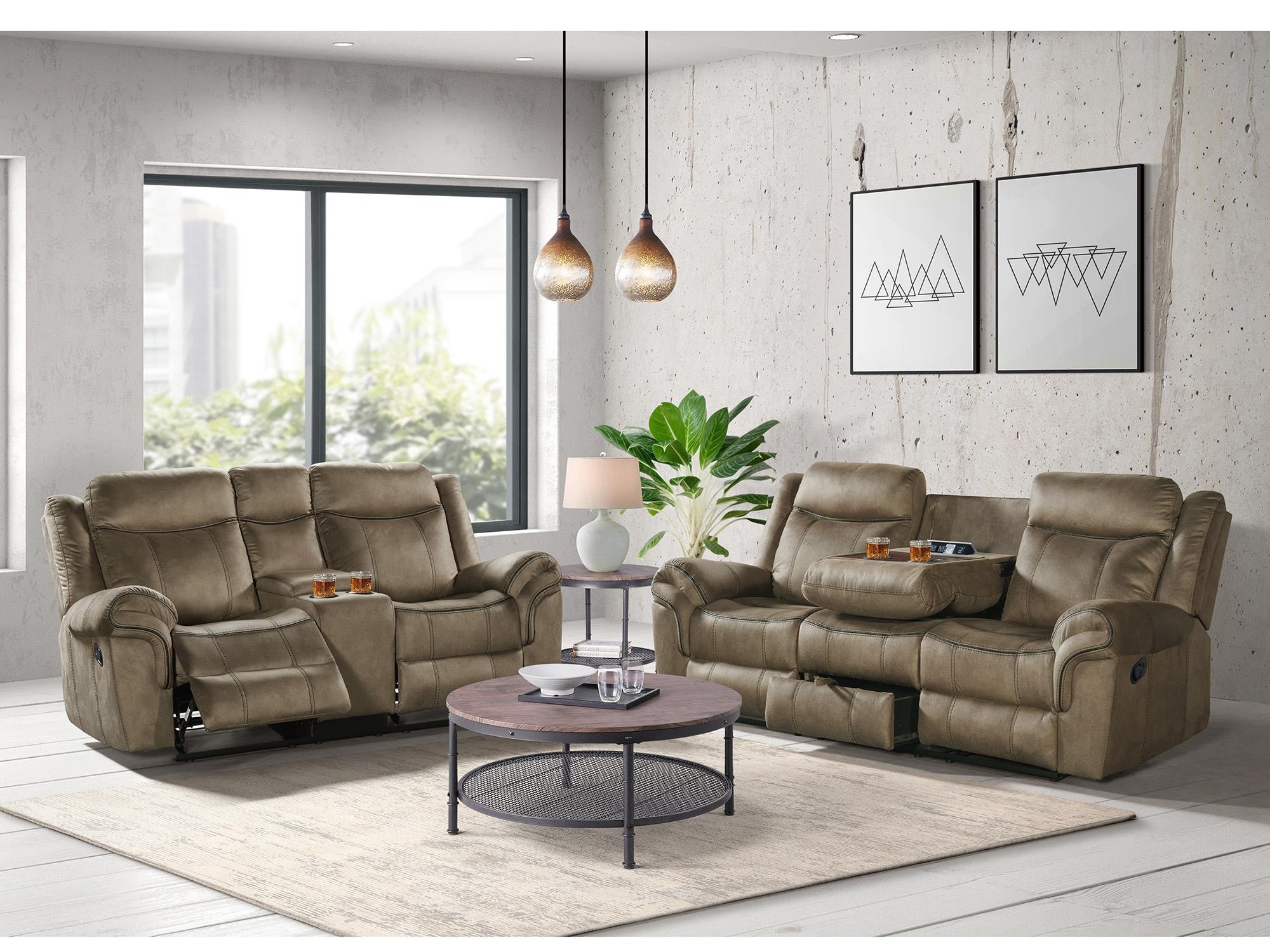 Sorrento Manual Reclining Sofa and Loveseat Set
