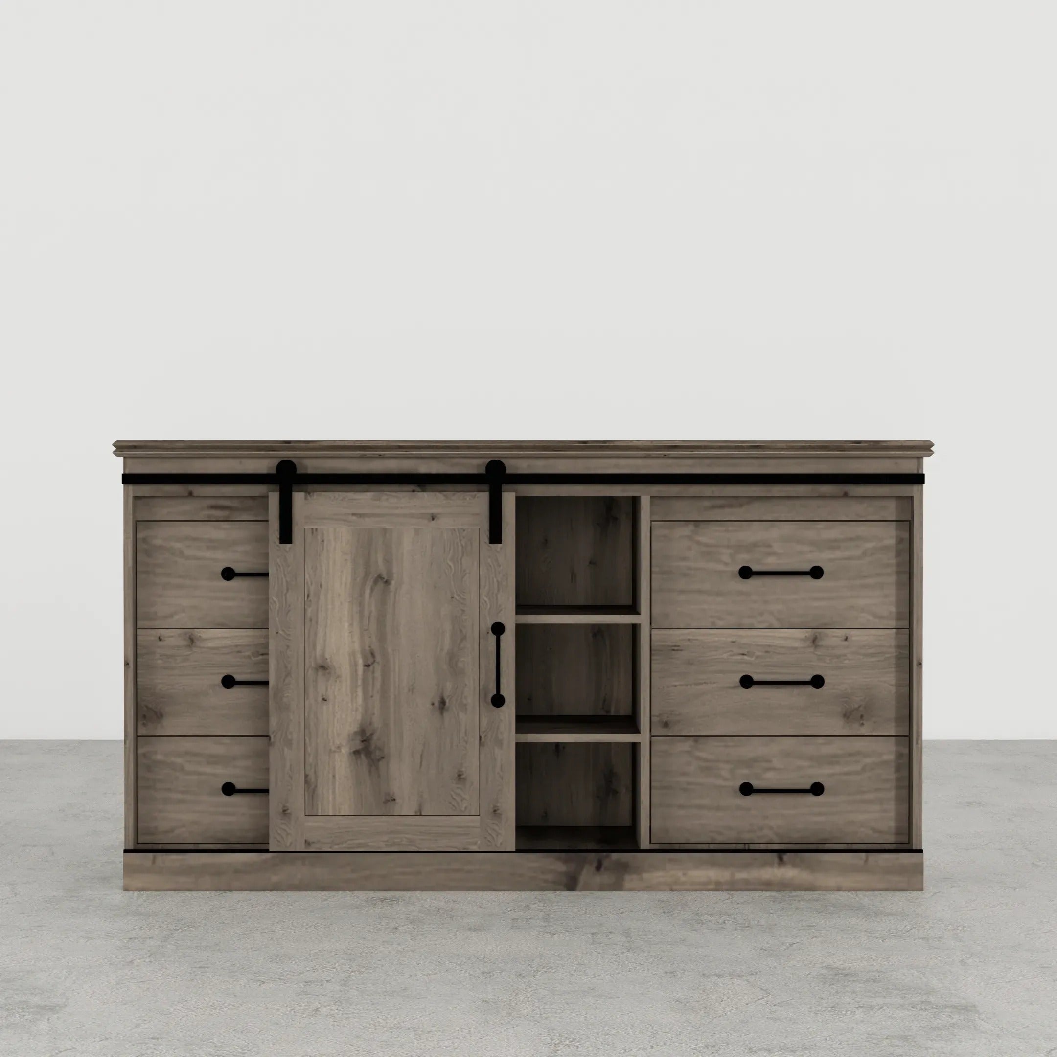 6-Drawer Dresser with Barn Door