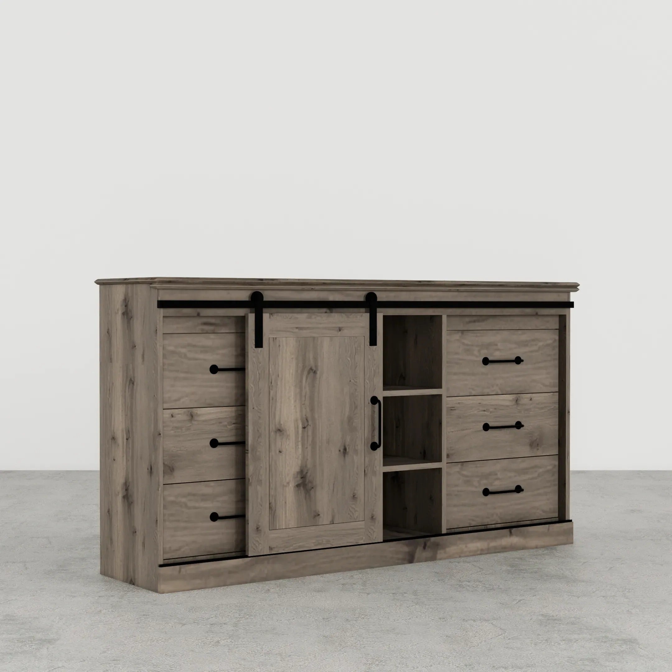 6-Drawer Dresser with Barn Door