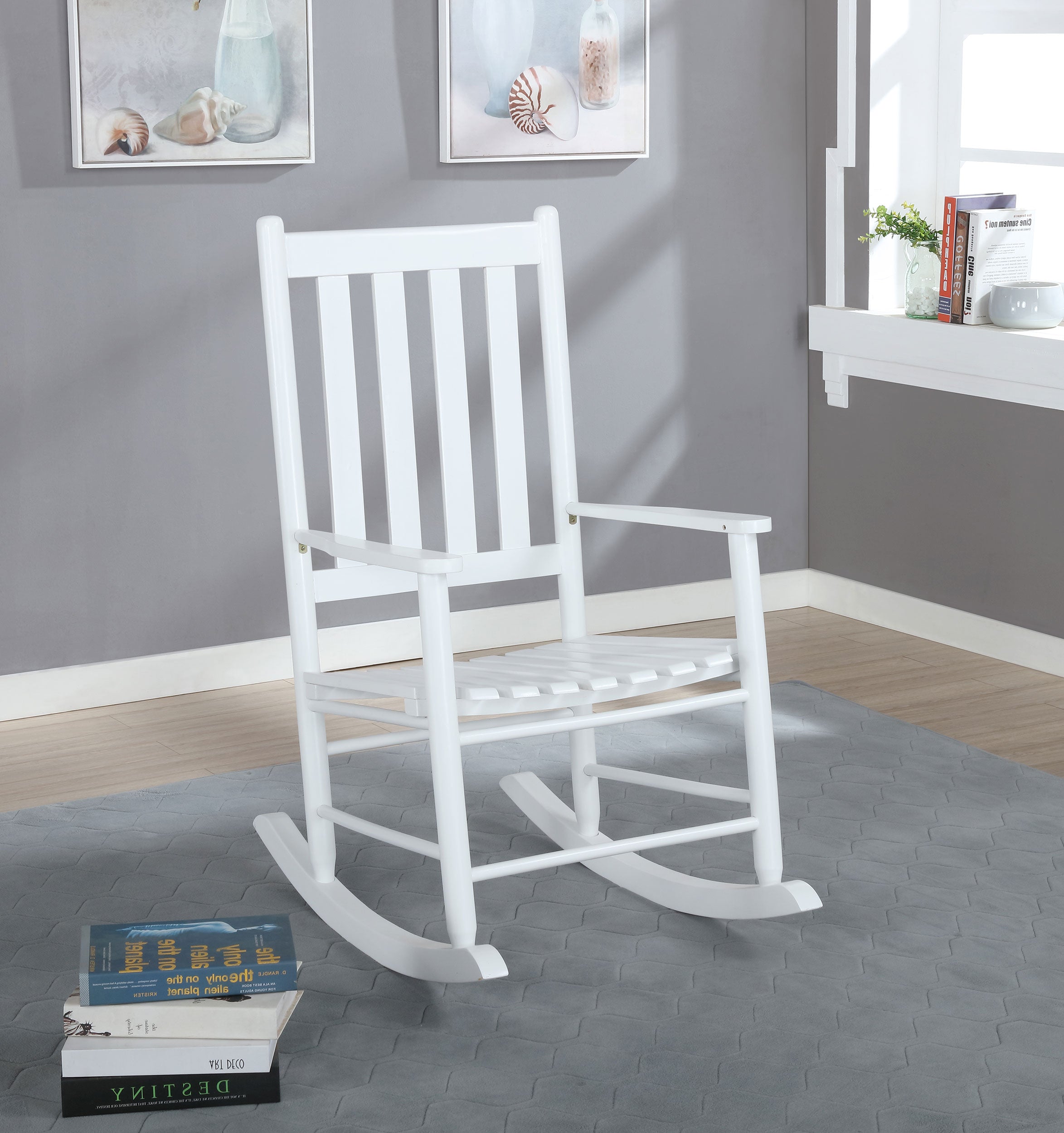Annie Slat Back Solid Wood Rocking Chair Black