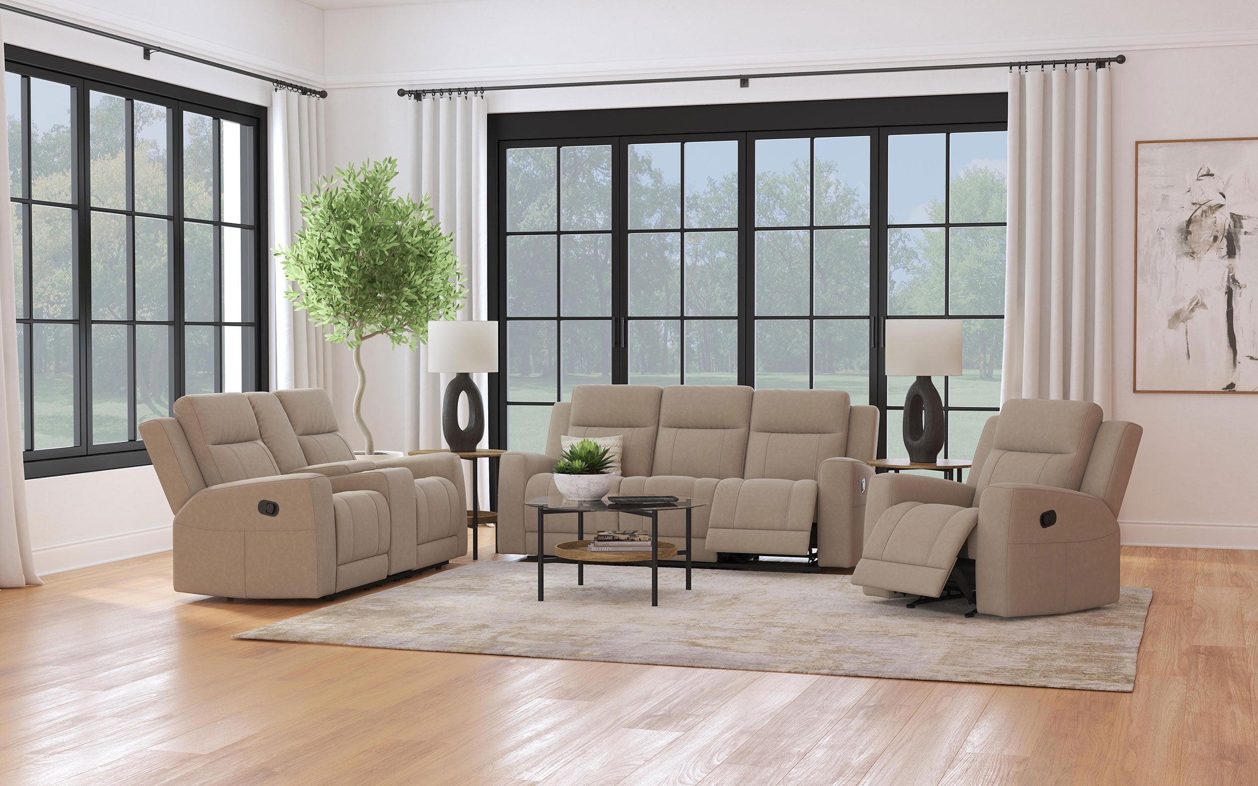 Brentwood  Upholstered Reclining Sofa Set Charcoal