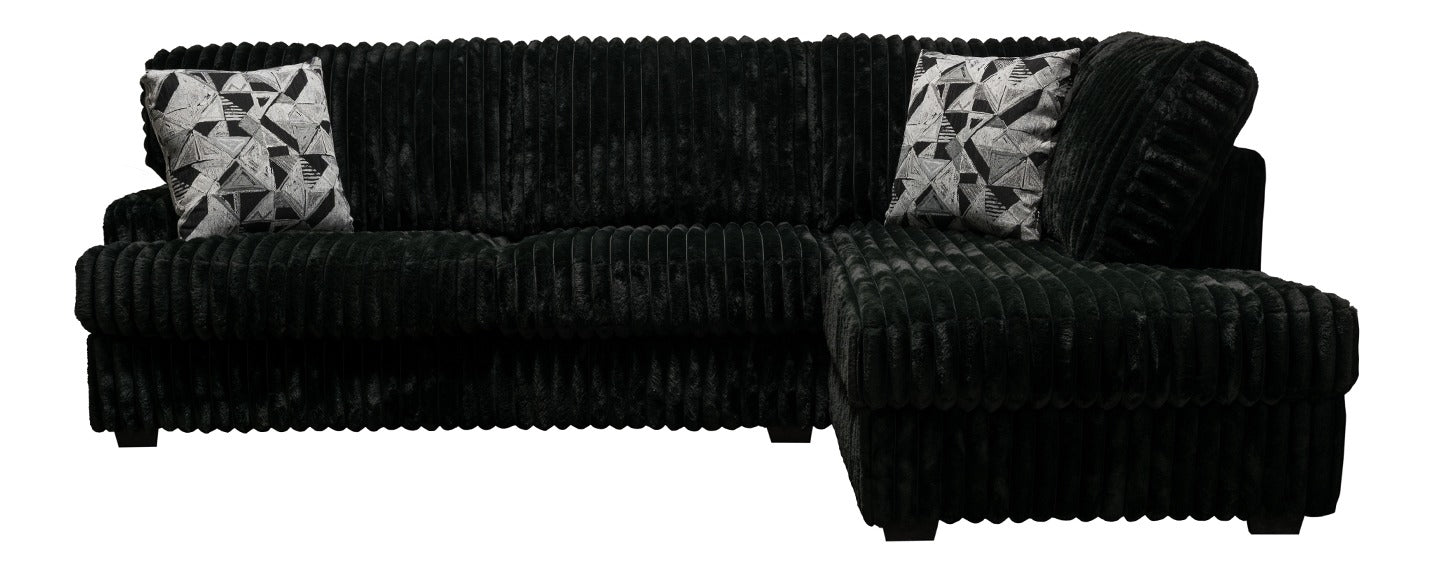 Galactic Ebony 2pc Sectional Sofa, Black Corduroy