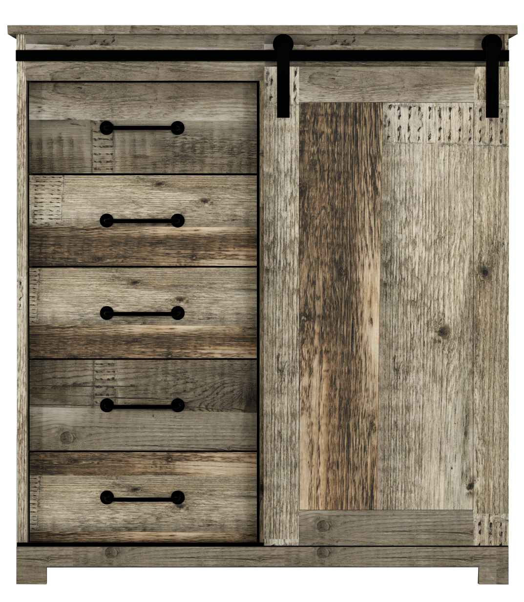 5-Drawer Chest with Barn Door