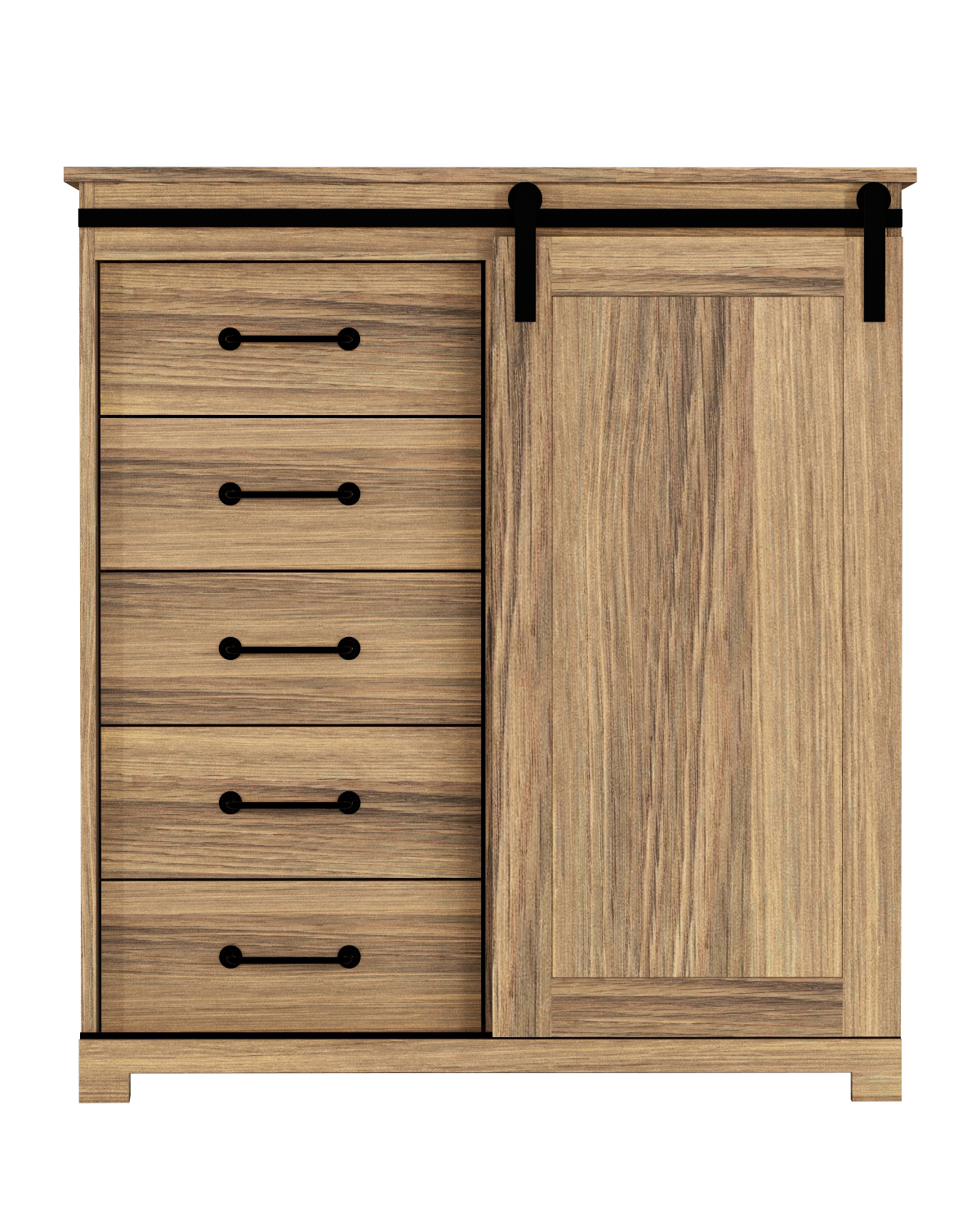 5-Drawer Chest with Barn Door