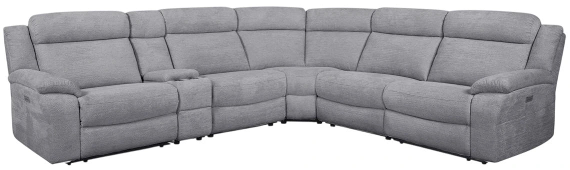 Lucy Dove Power Reclining Sectional Sofa, Gray Fabric