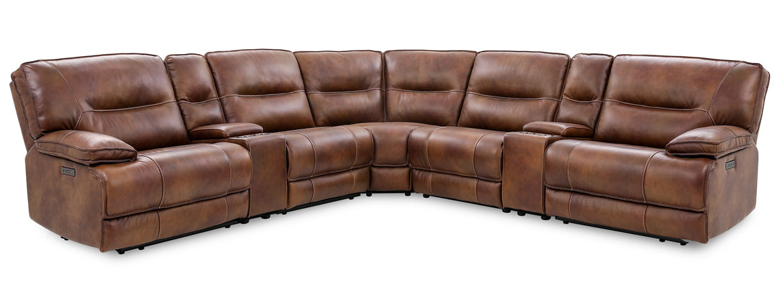 Morocco Brown 6PCs Genuine Leather Power Reclining sectional