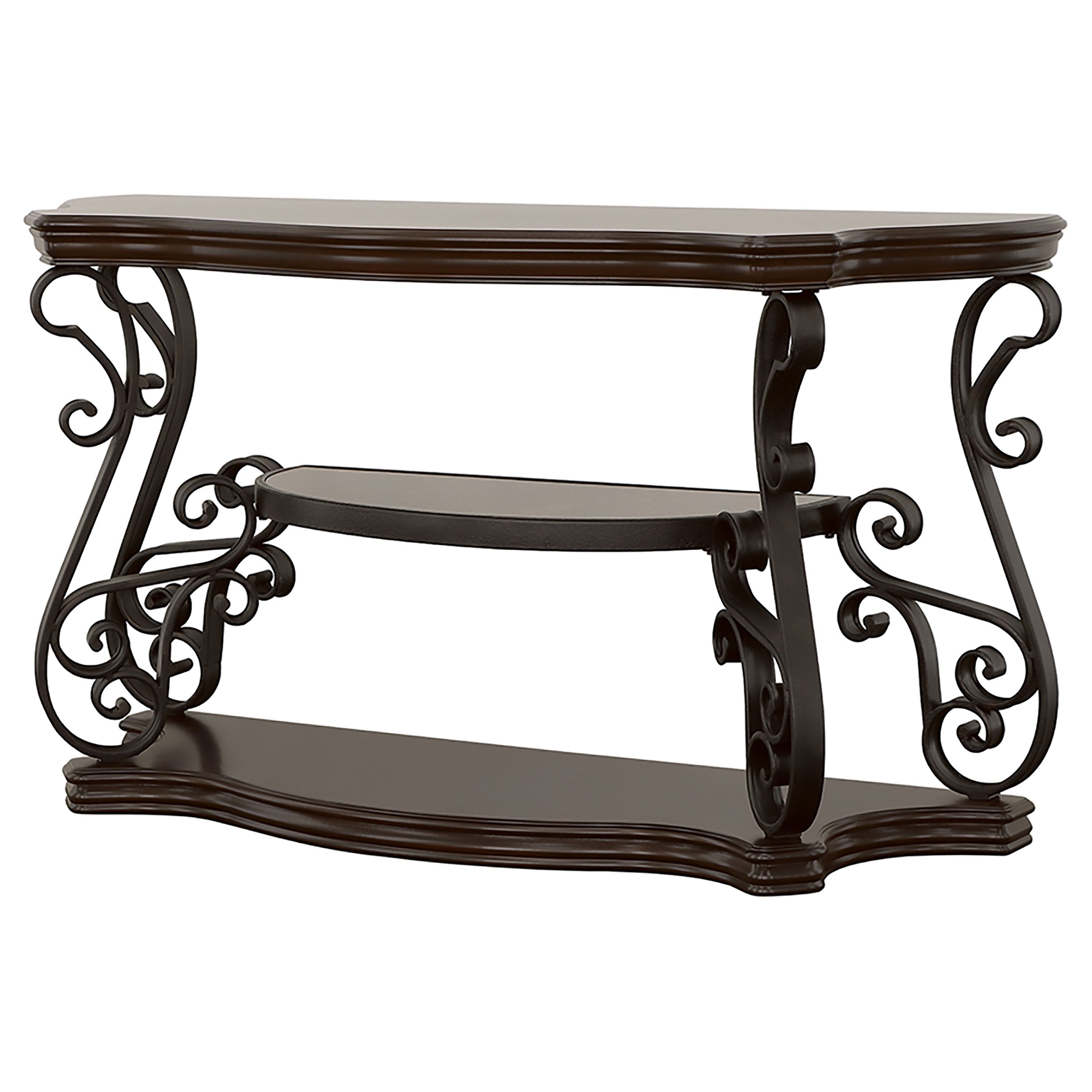 Laney Scrollwork Entryway Sofa Console Table Deep Merlot