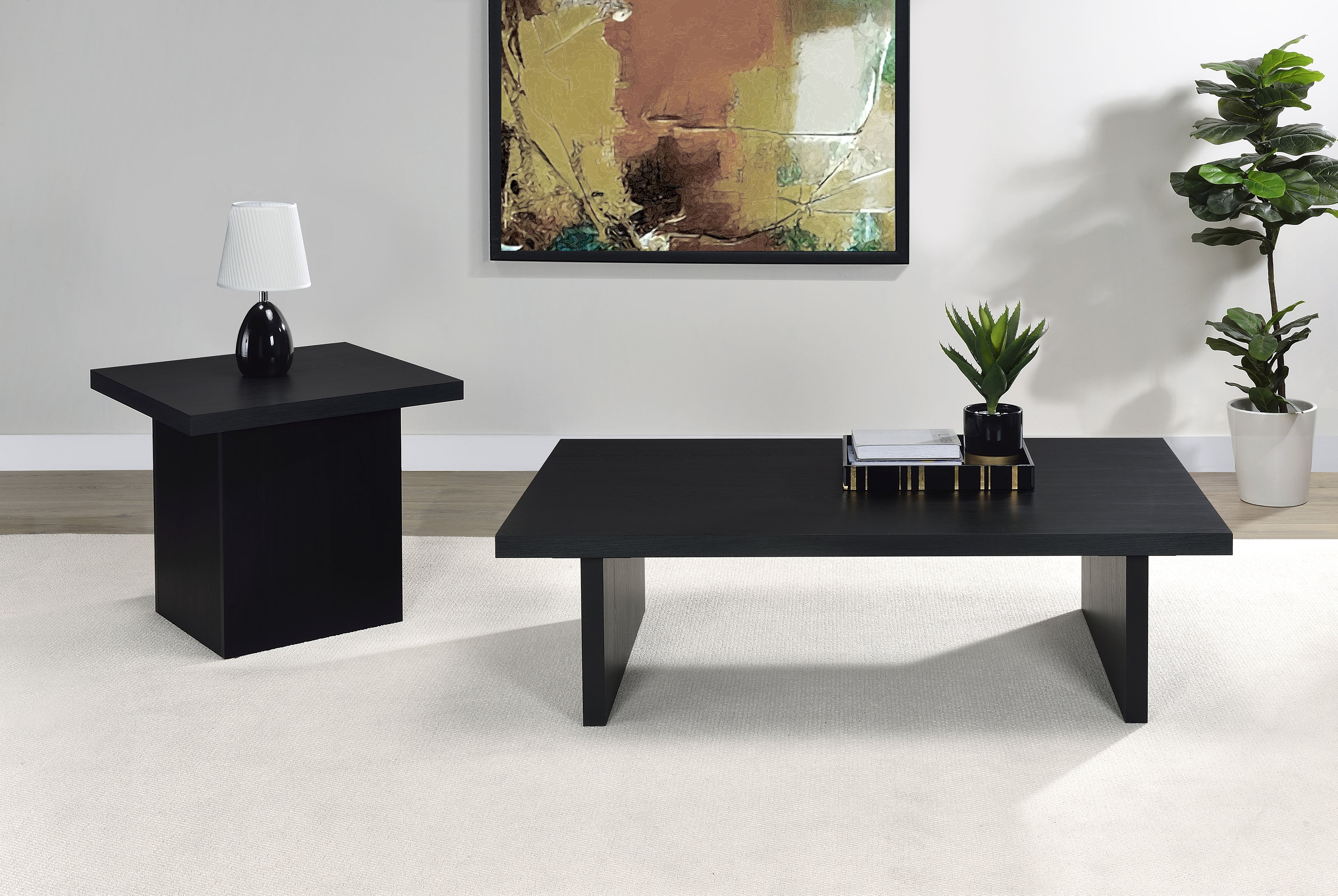 Max  Rectangular Coffee and End Table Set Black