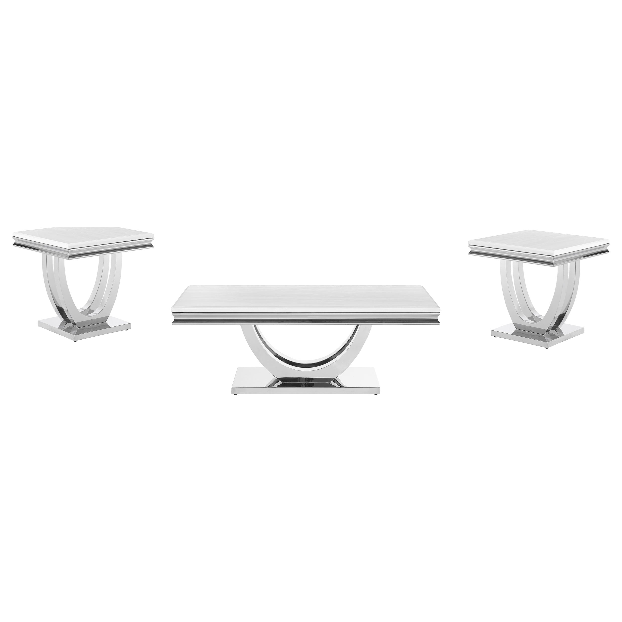 Kerwin  Rectangular Coffee and End Table Set Chrome
