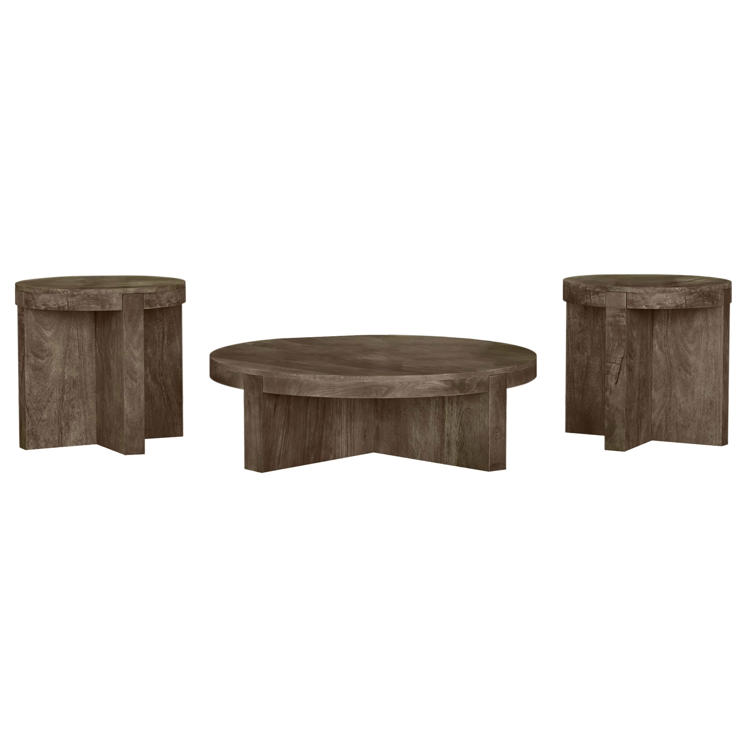 Kinkaid  Solid Wood Coffee and End Table Set Brown