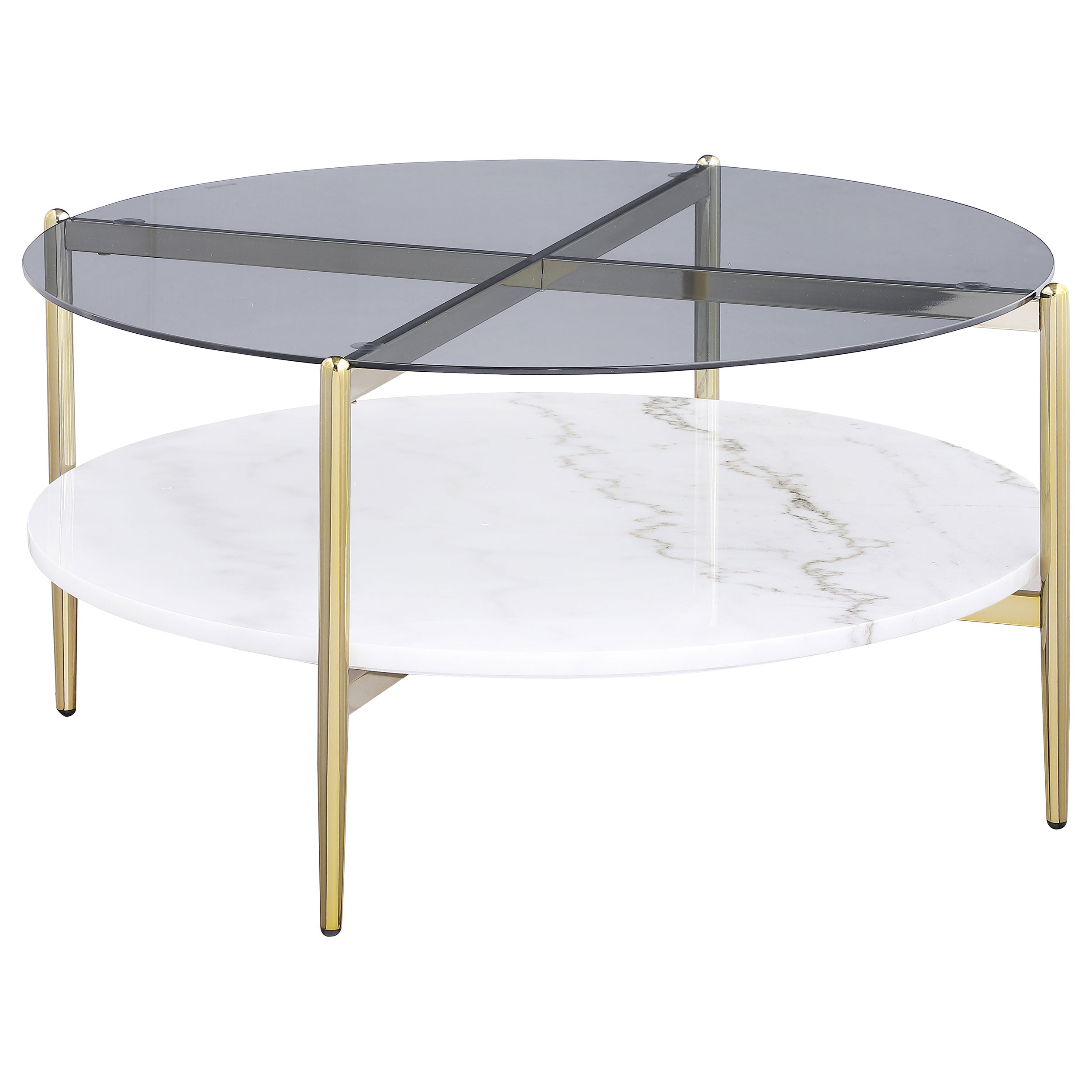 Jonelle  Round Coffee and End Table Set Gold