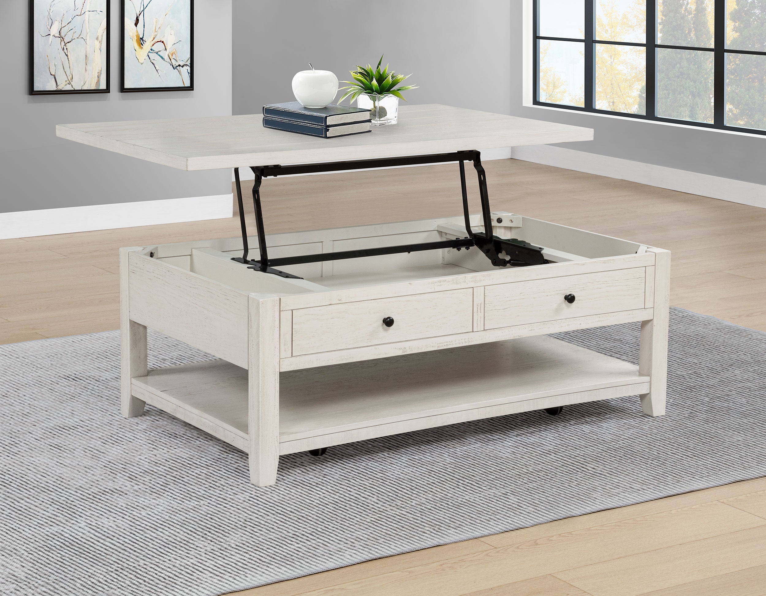Payne 48-inch Mobile Lift Top Coffee Table Distressed