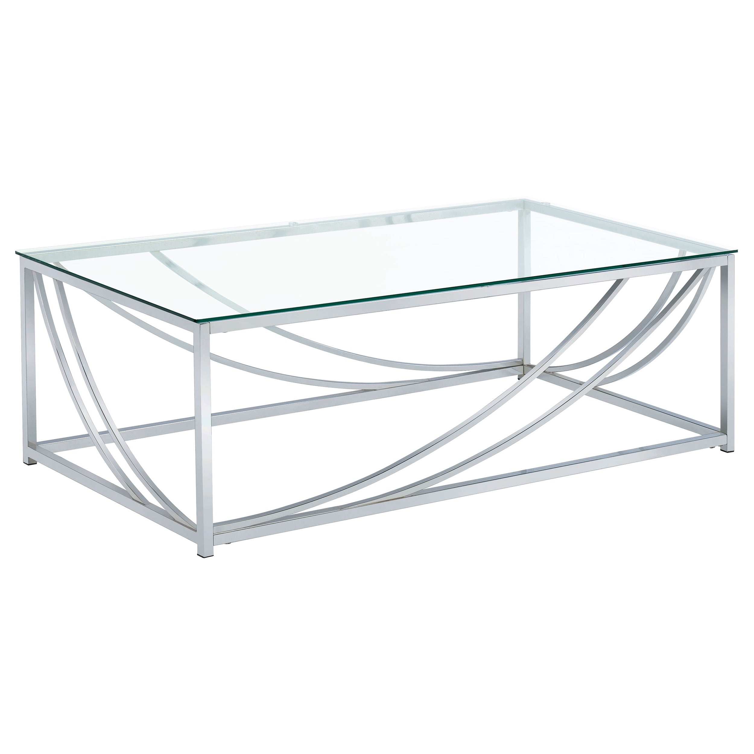 Lille  Glass Top Coffee End Sofa Table Set Chrome