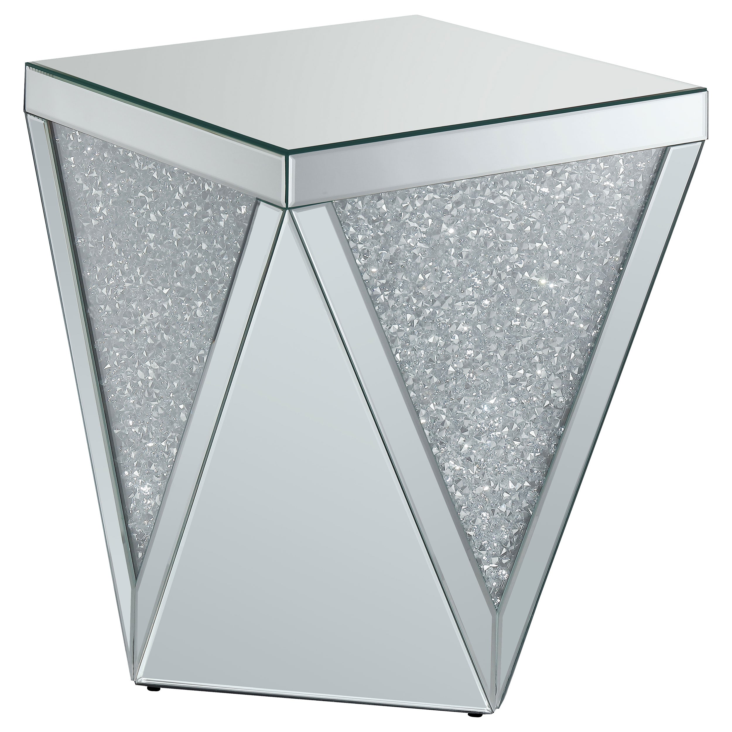 Amore Mirrored Coffee and End Table Set Silver